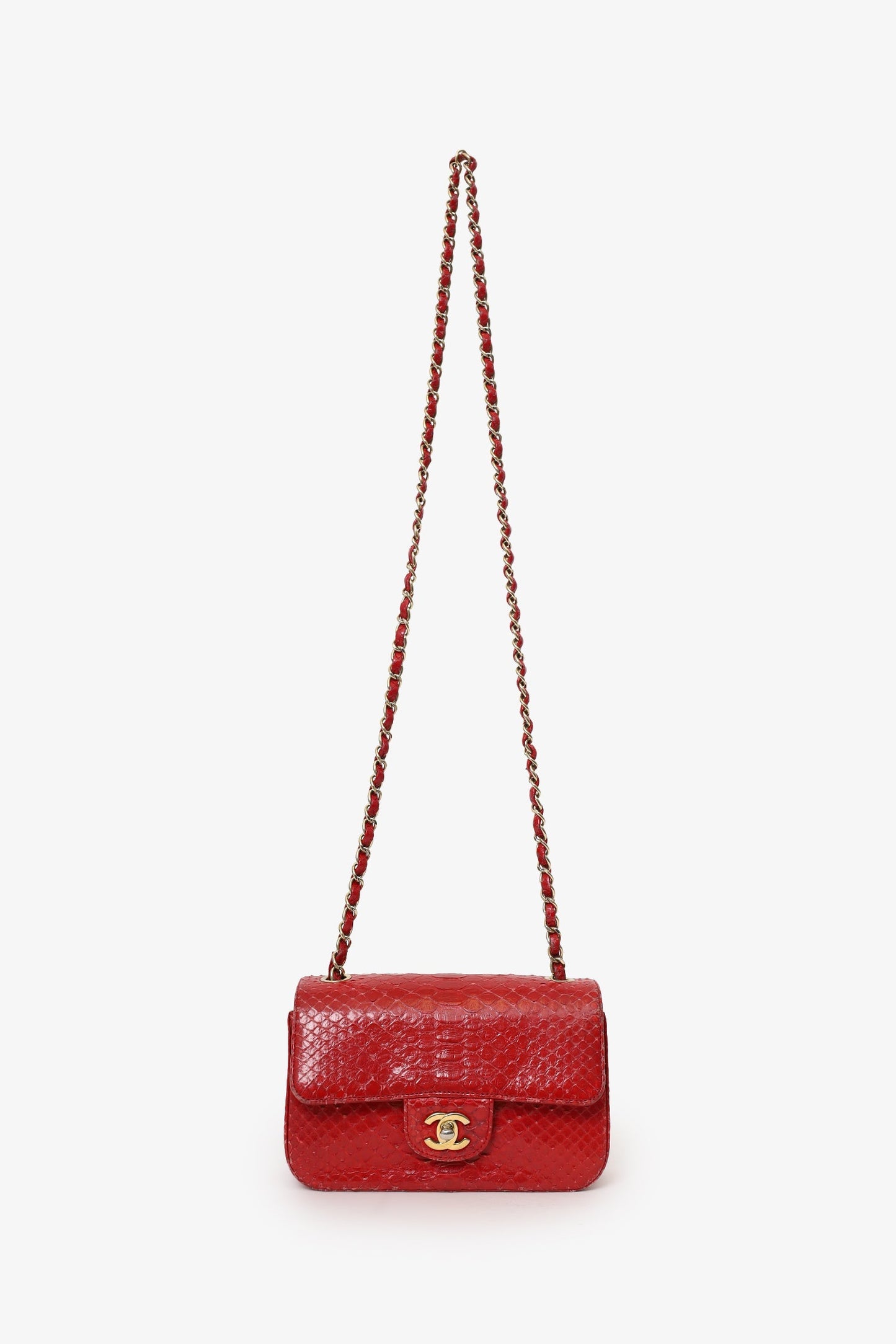 Chanel™ 2014 Red Python Mini Flap Bag