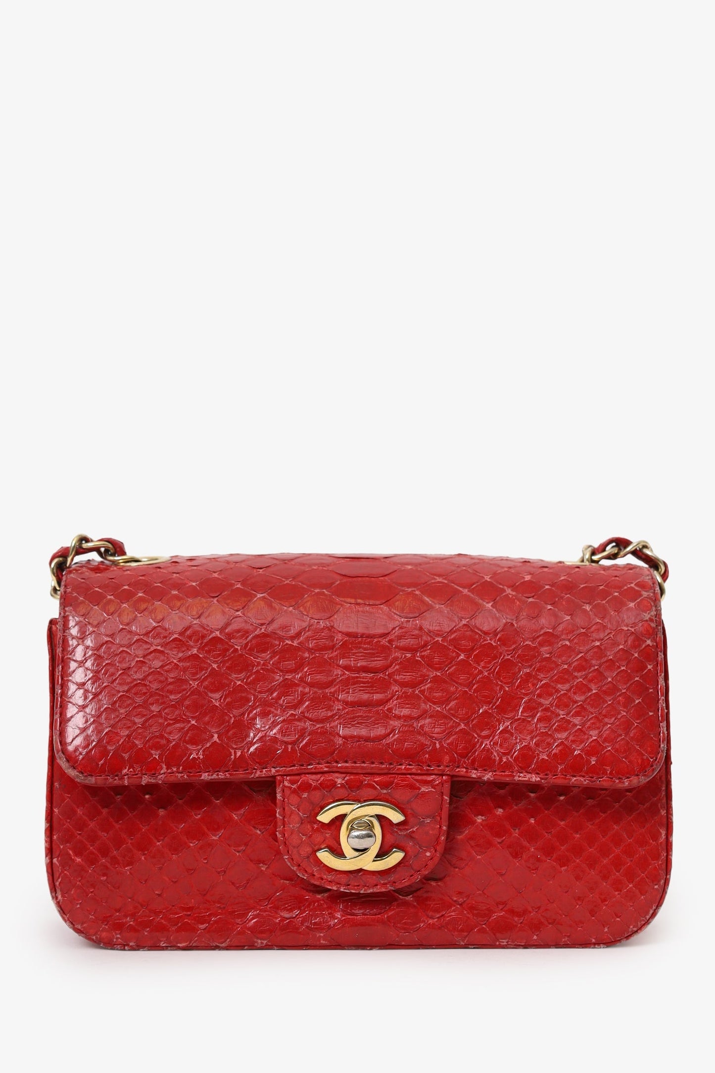 Chanel™ 2014 Red Python Mini Flap Bag