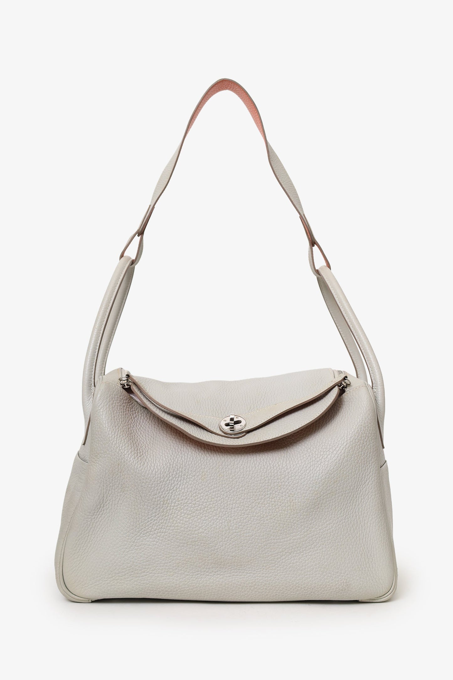 Hermès 2013 Light Grey Clemence Leather Lindy 30