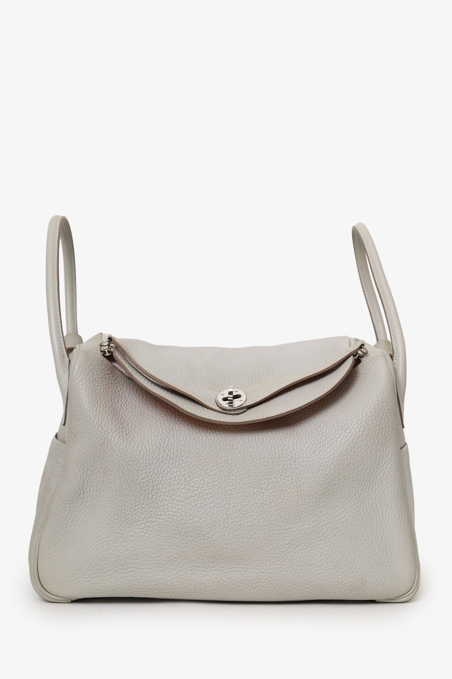 Hermès 2013 Light Grey Clemence Leather Lindy 30