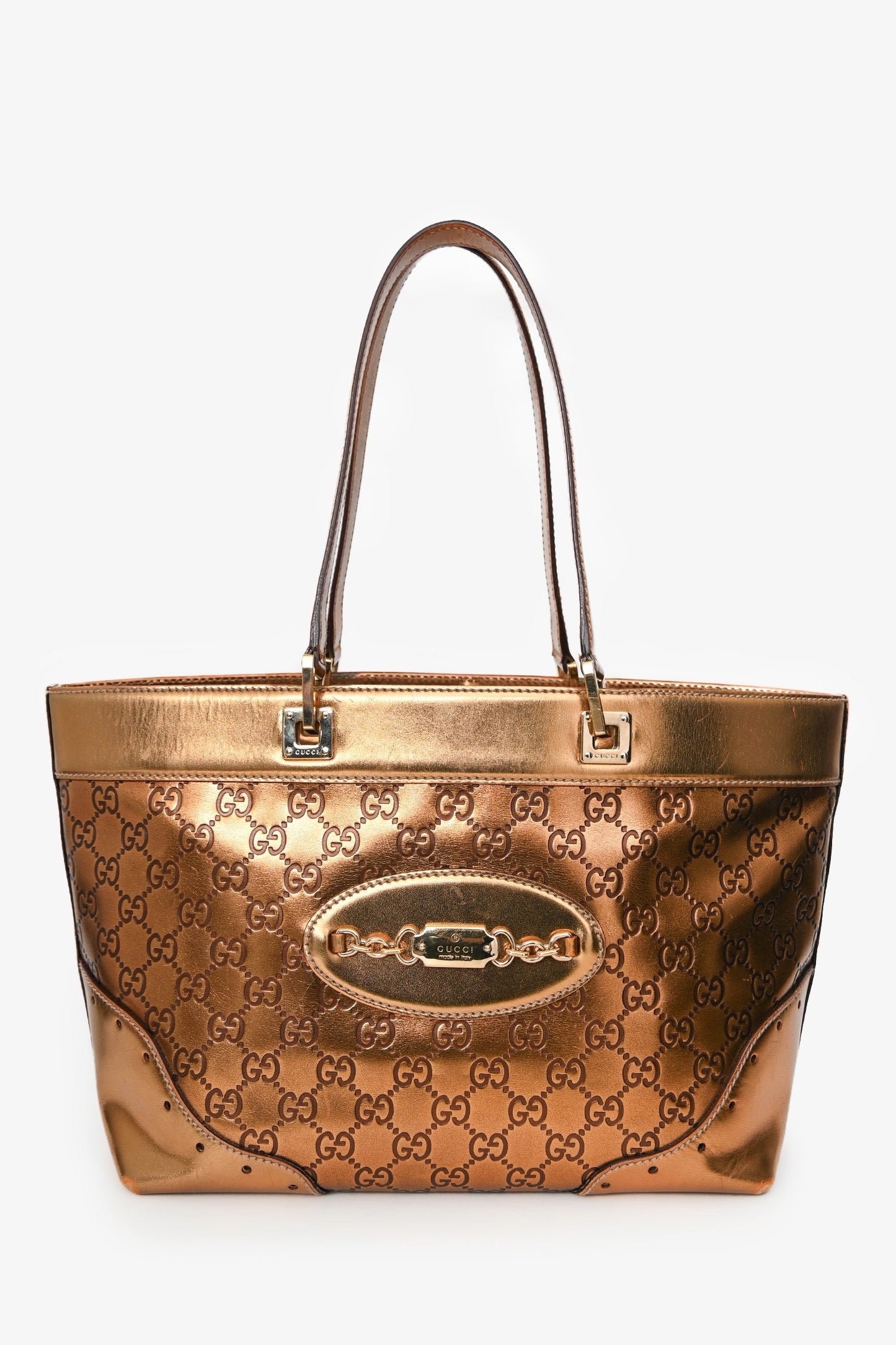 Gucci Gold Leather Guccissima Punch Tote