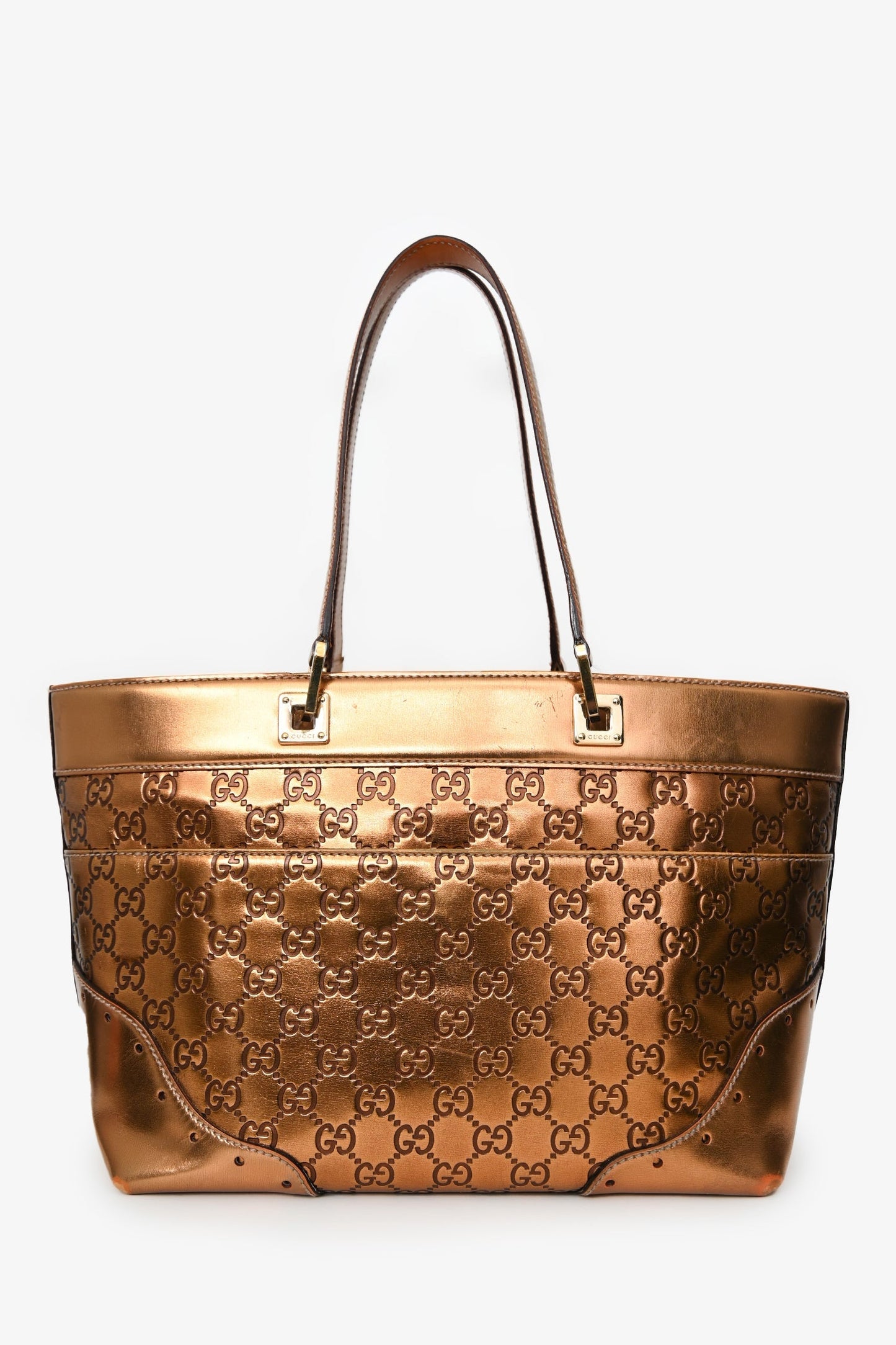 Gucci Gold Leather Guccissima Punch Tote