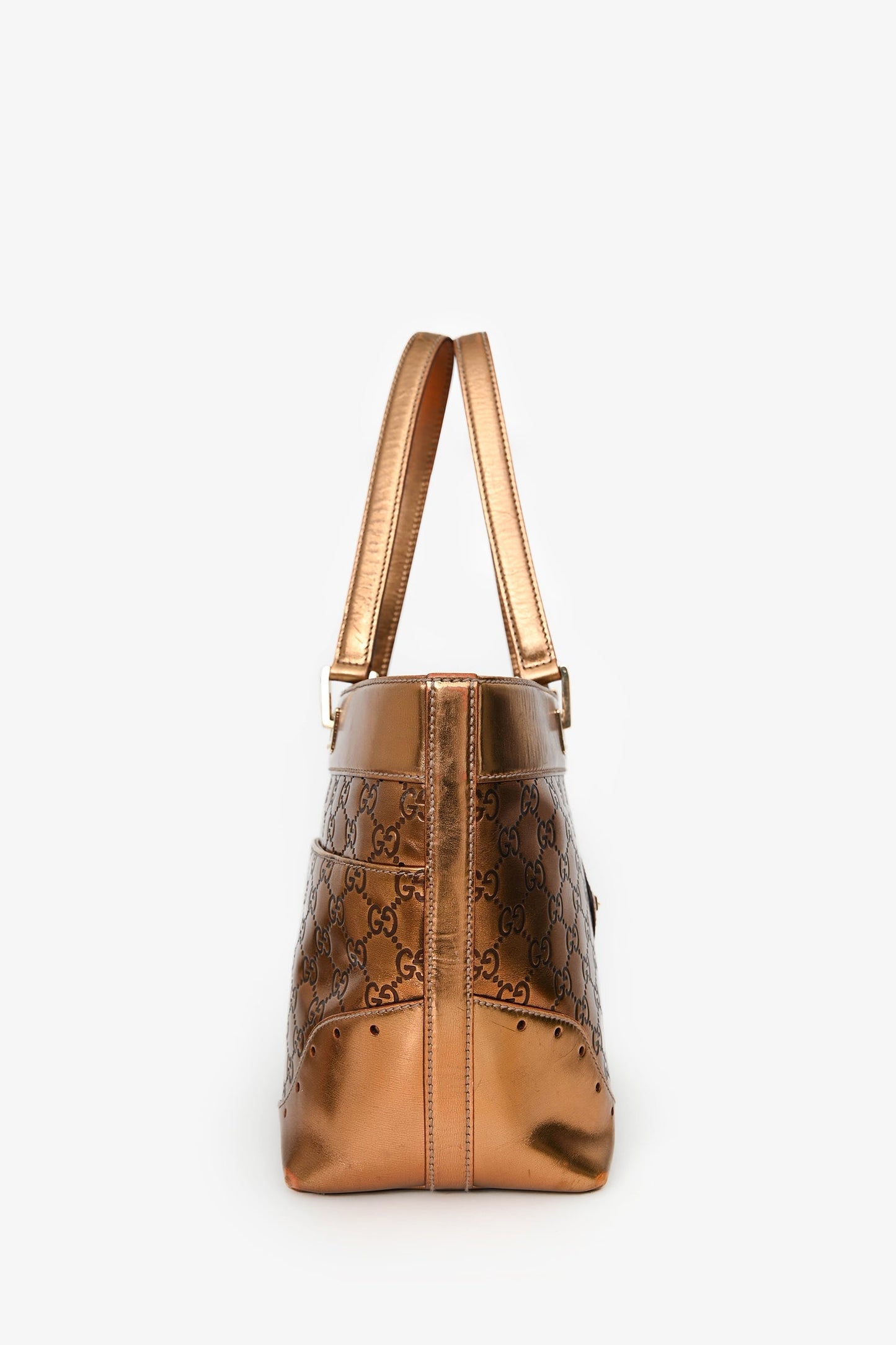 Gucci Gold Leather Guccissima Punch Tote