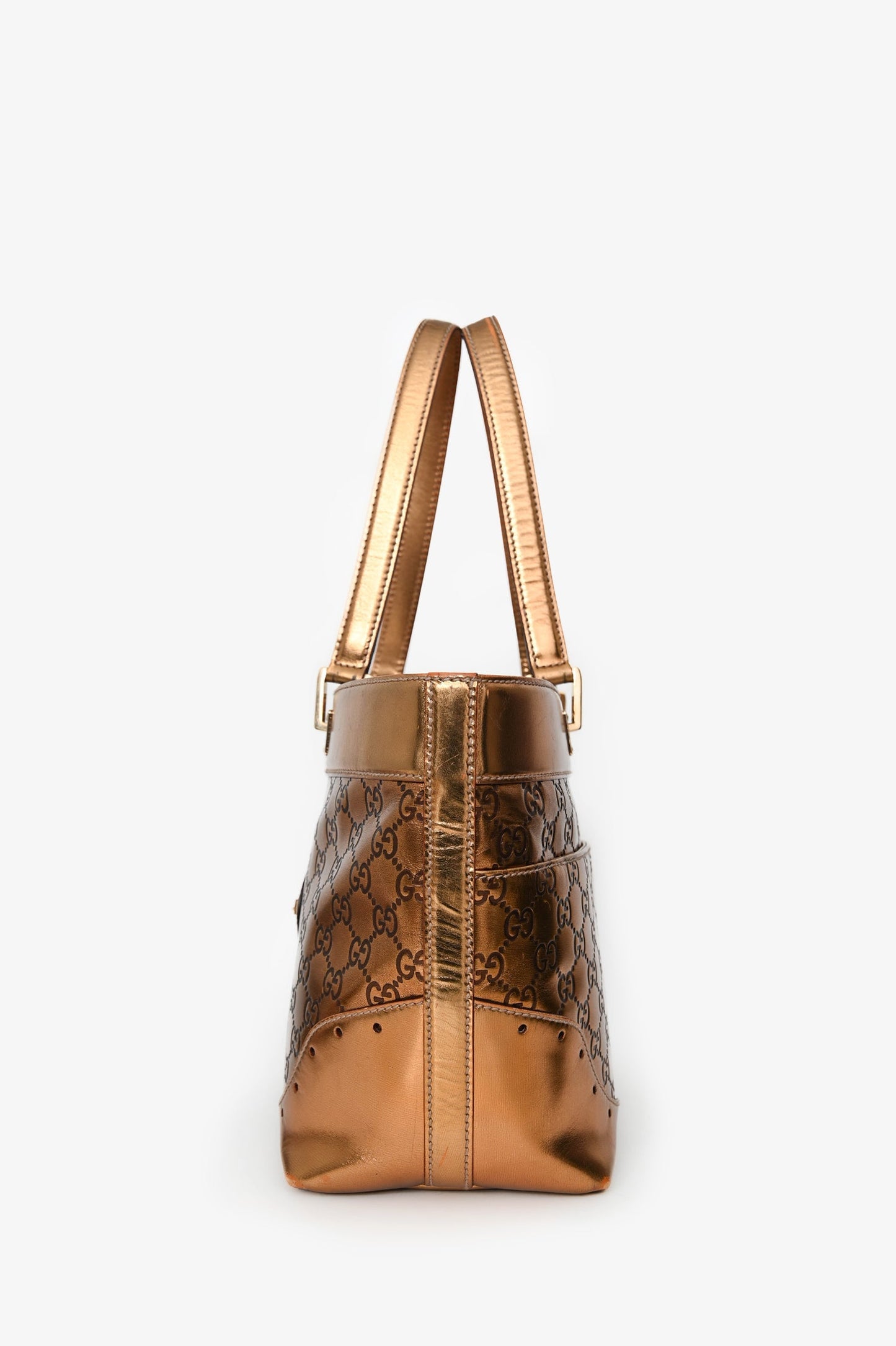 Gucci Gold Leather Guccissima Punch Tote