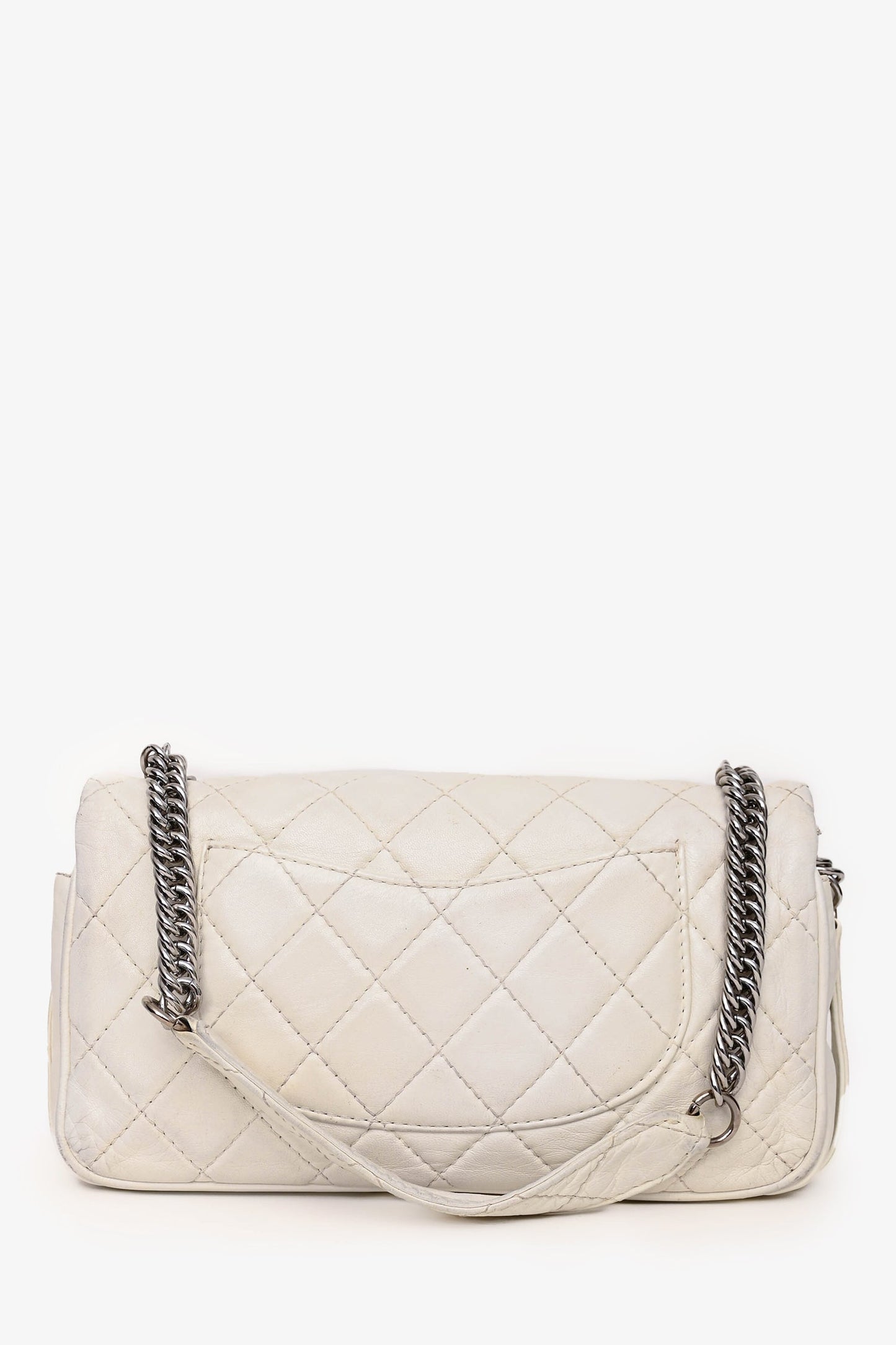 Chanel™ 2006-08 White Lambskin Leather Icon Flap Bag