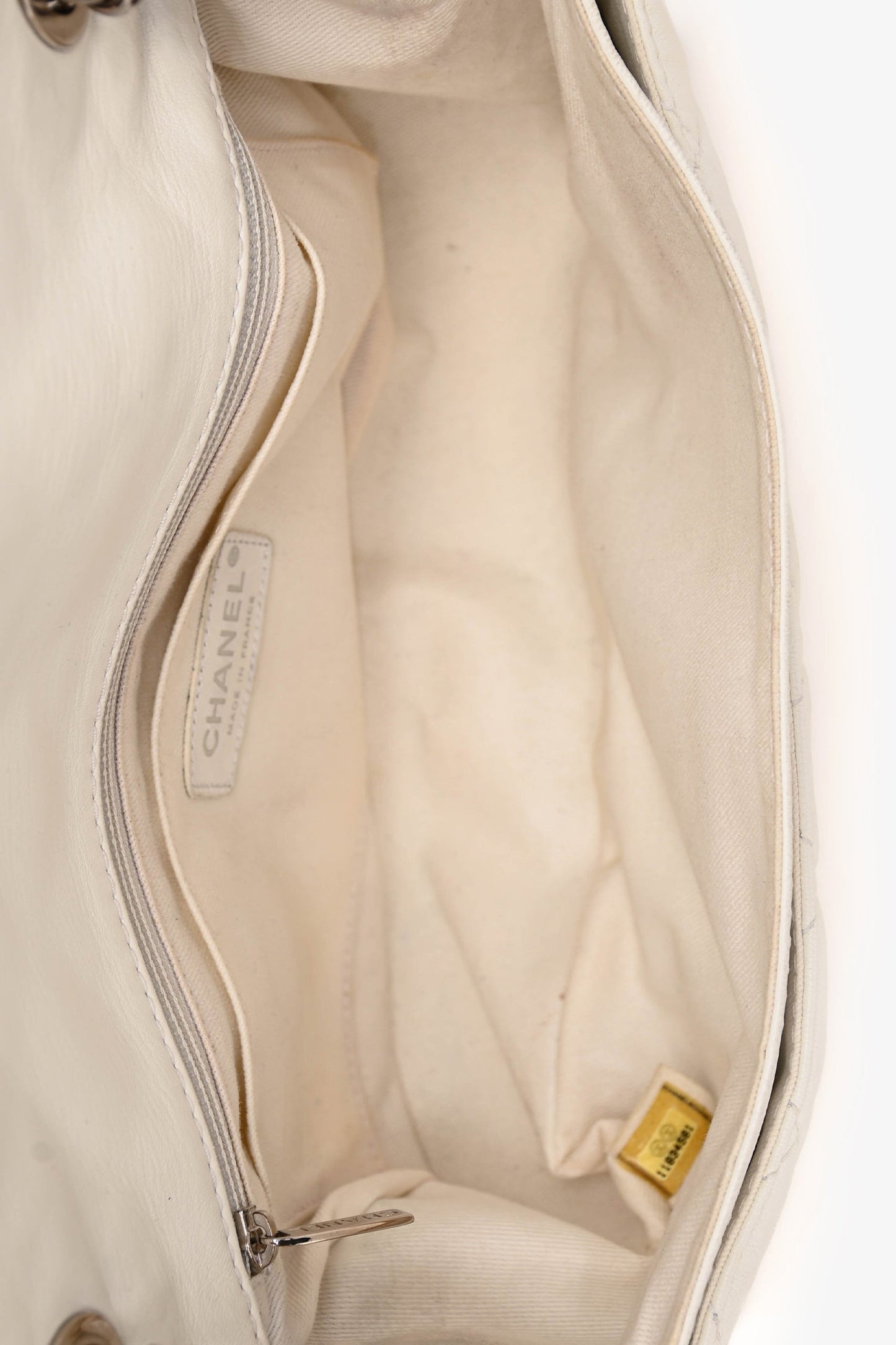Chanel™ 2006-08 White Lambskin Leather Icon Flap Bag