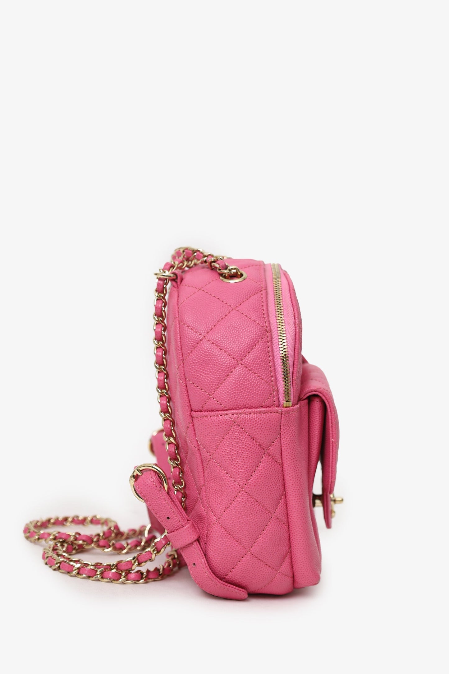 Chanel™ 2019 Hot Pink Caviar Leather Mini Chain Backpack