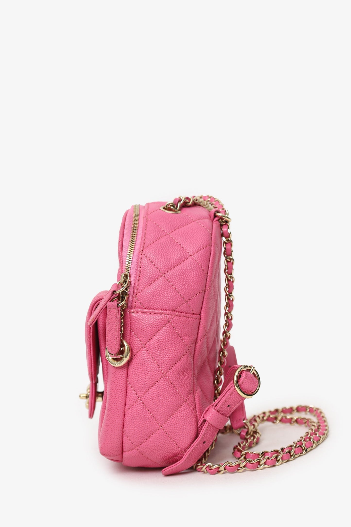 Chanel™ 2019 Hot Pink Caviar Leather Mini Chain Backpack