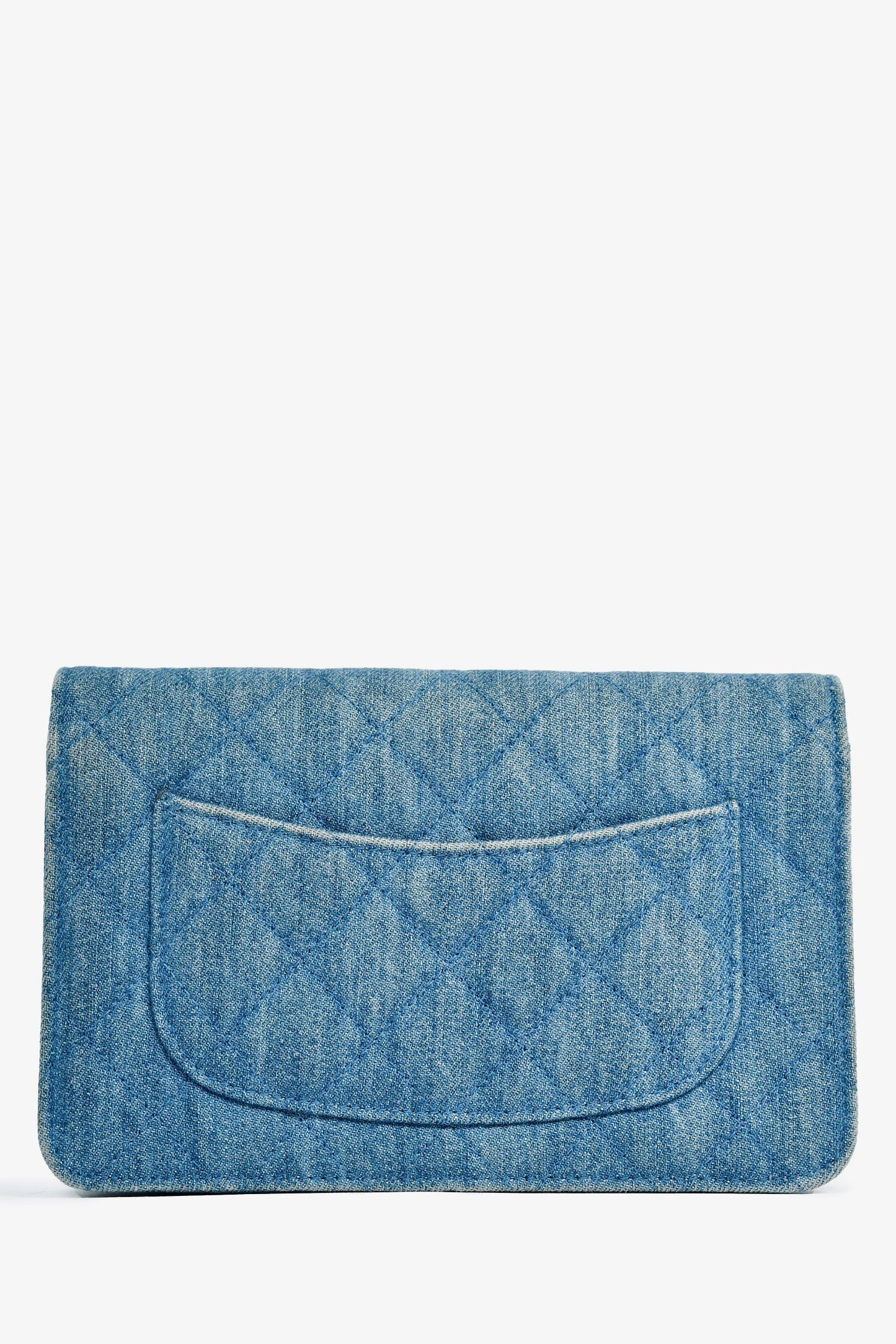 Chanel™ 2022 Blue Denim Wallet On Chain