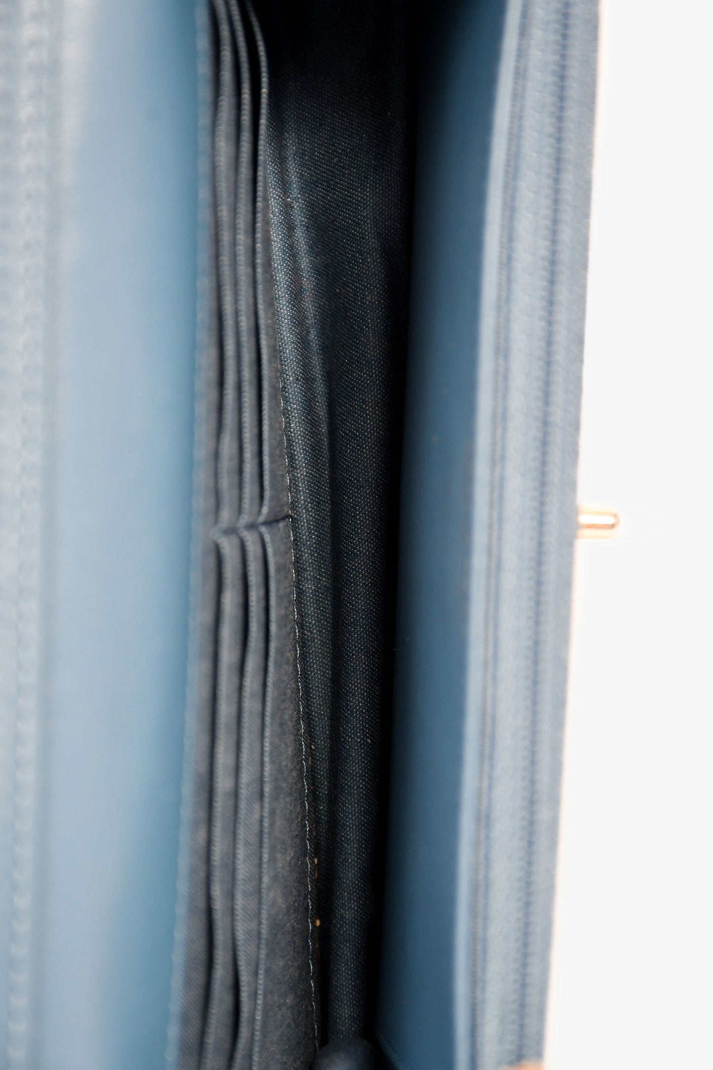 Chanel™ 2022 Blue Denim Wallet On Chain