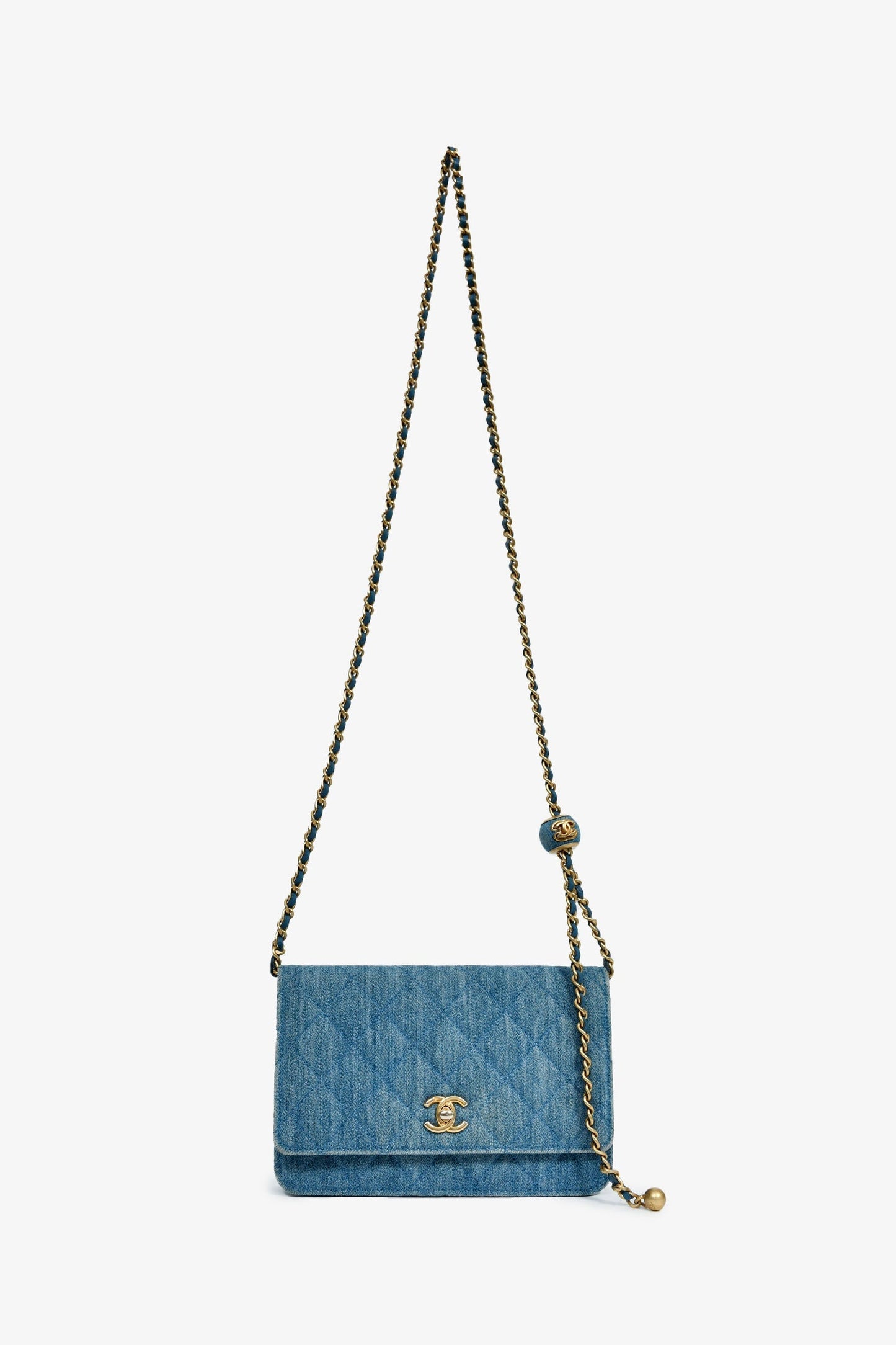 Chanel™ 2022 Blue Denim Wallet On Chain