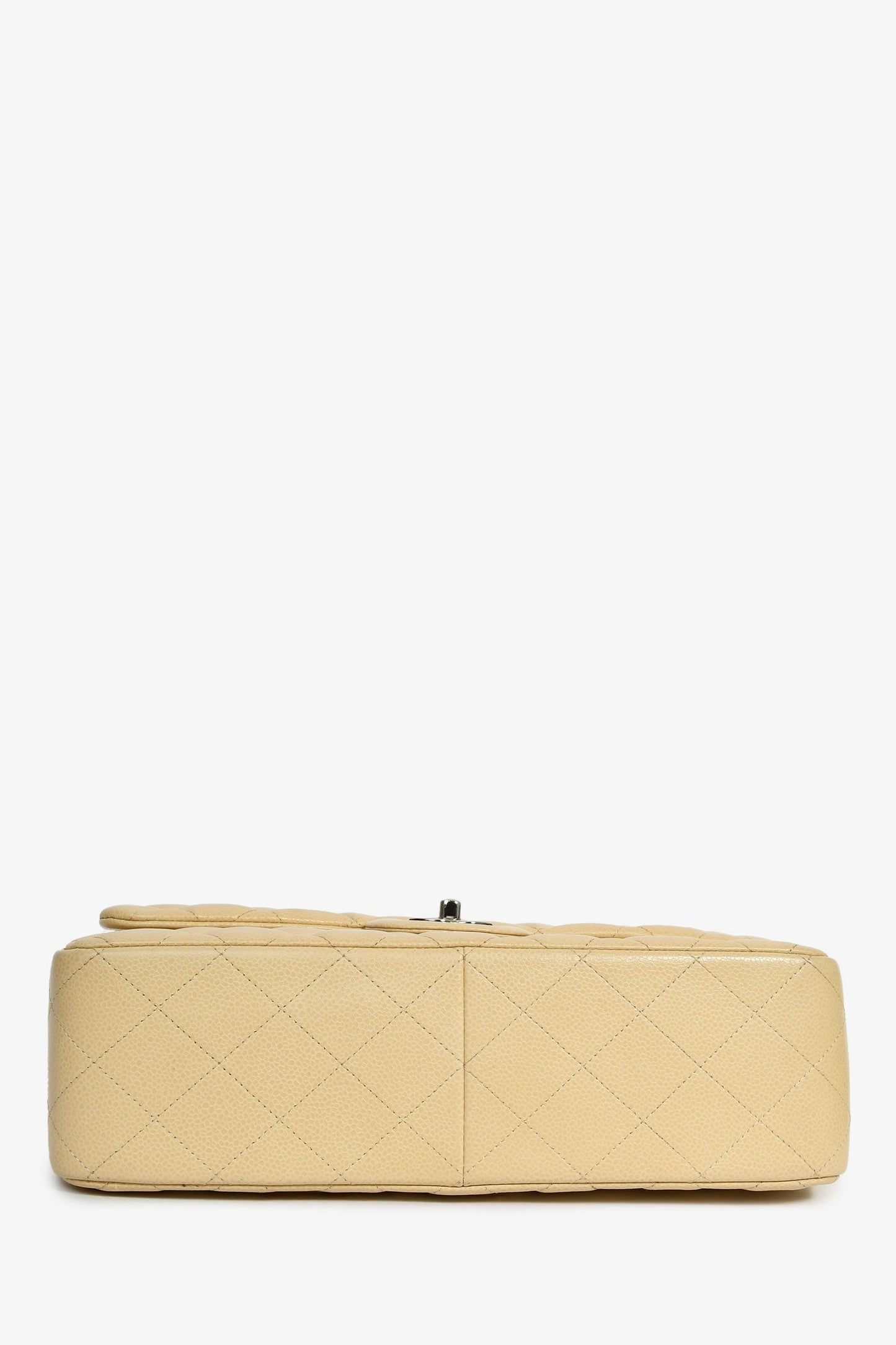 Chanel™ 2011-12 Beige Caviar Leather Jumbo Double Flap Shoulder Bag