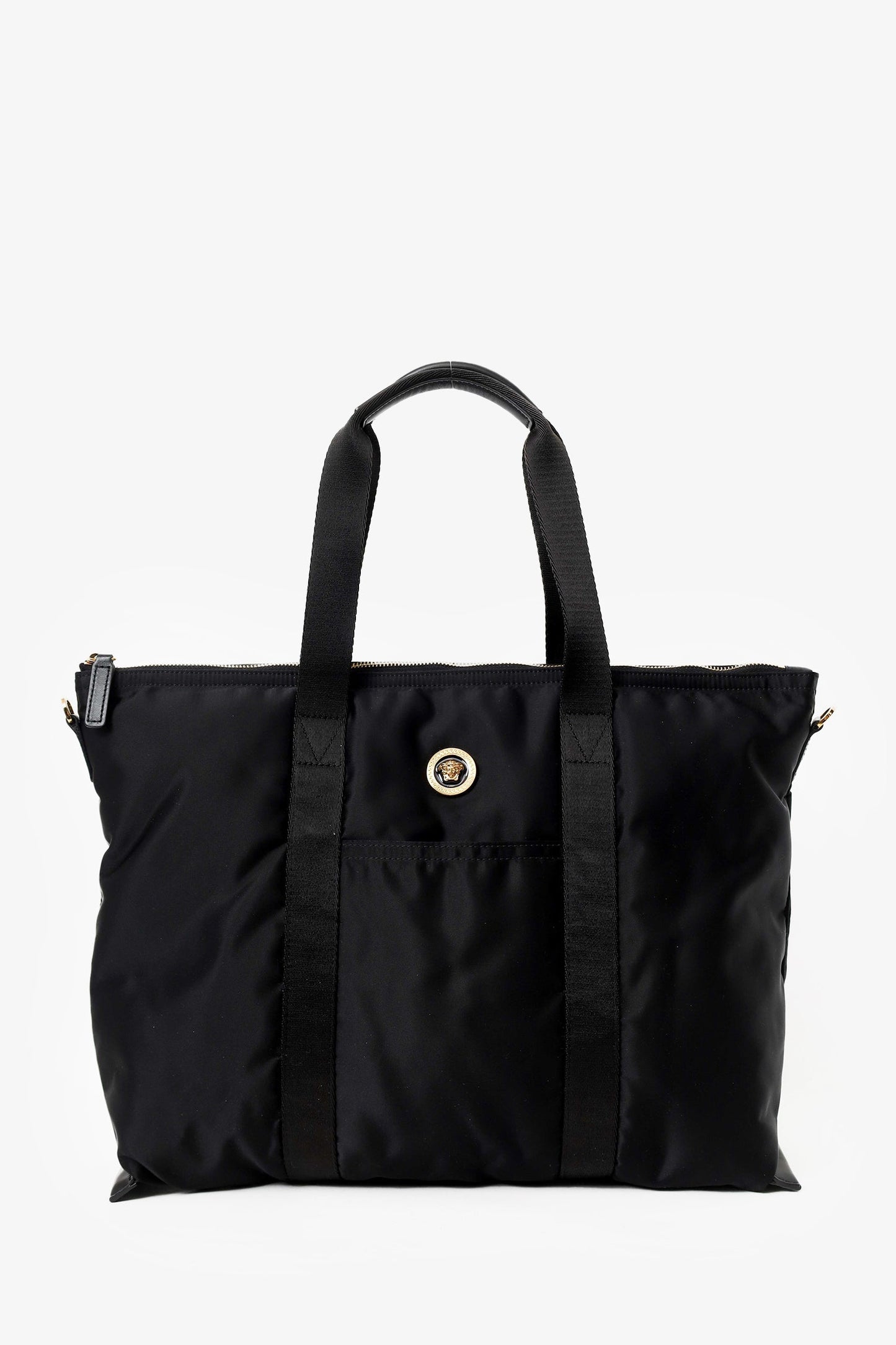 Versace Black Nylon La Medusa Tote Bag With Strap