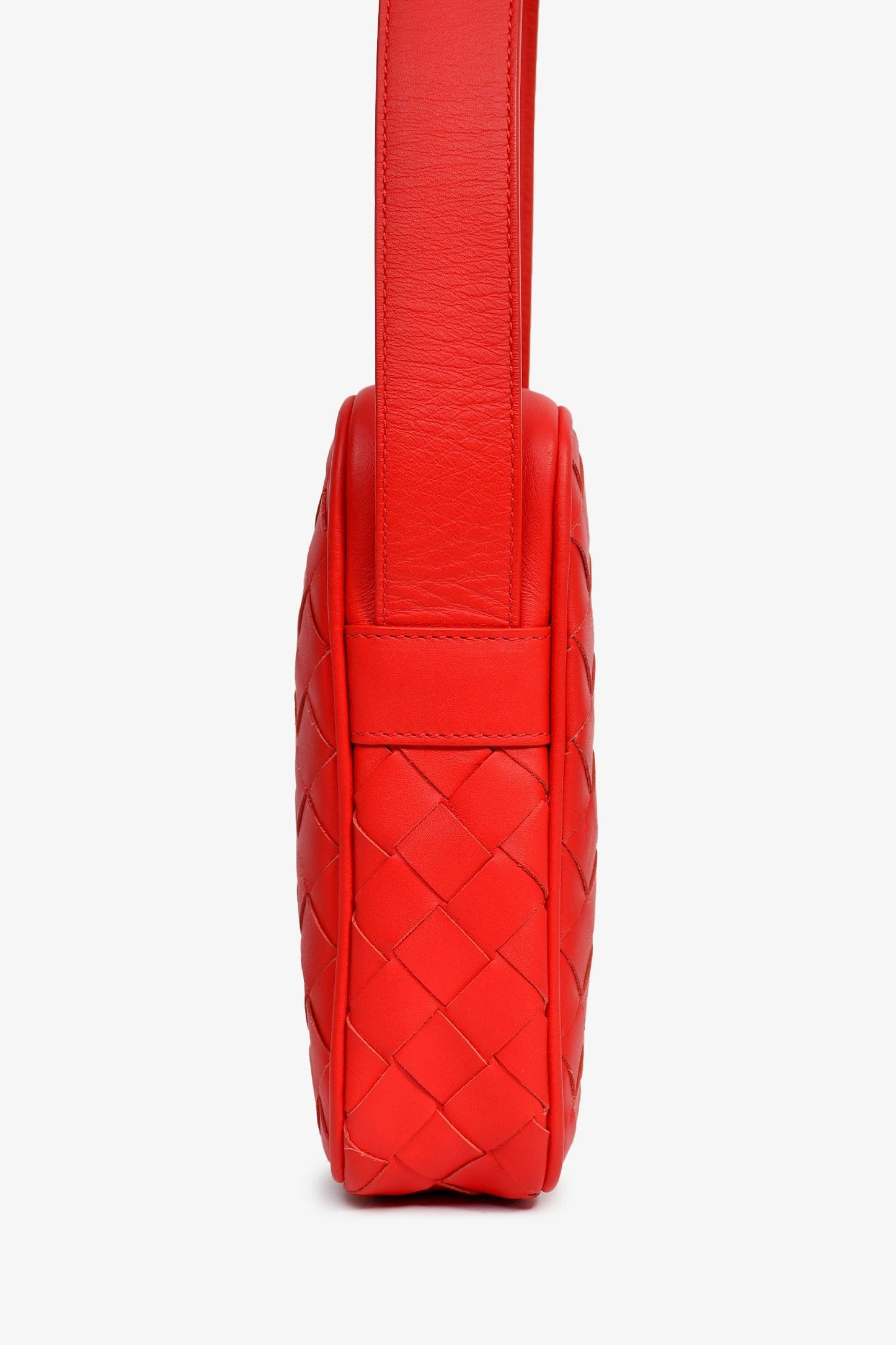 Bottega Veneta Red Leather Intrecciato Leather Phone Pouch