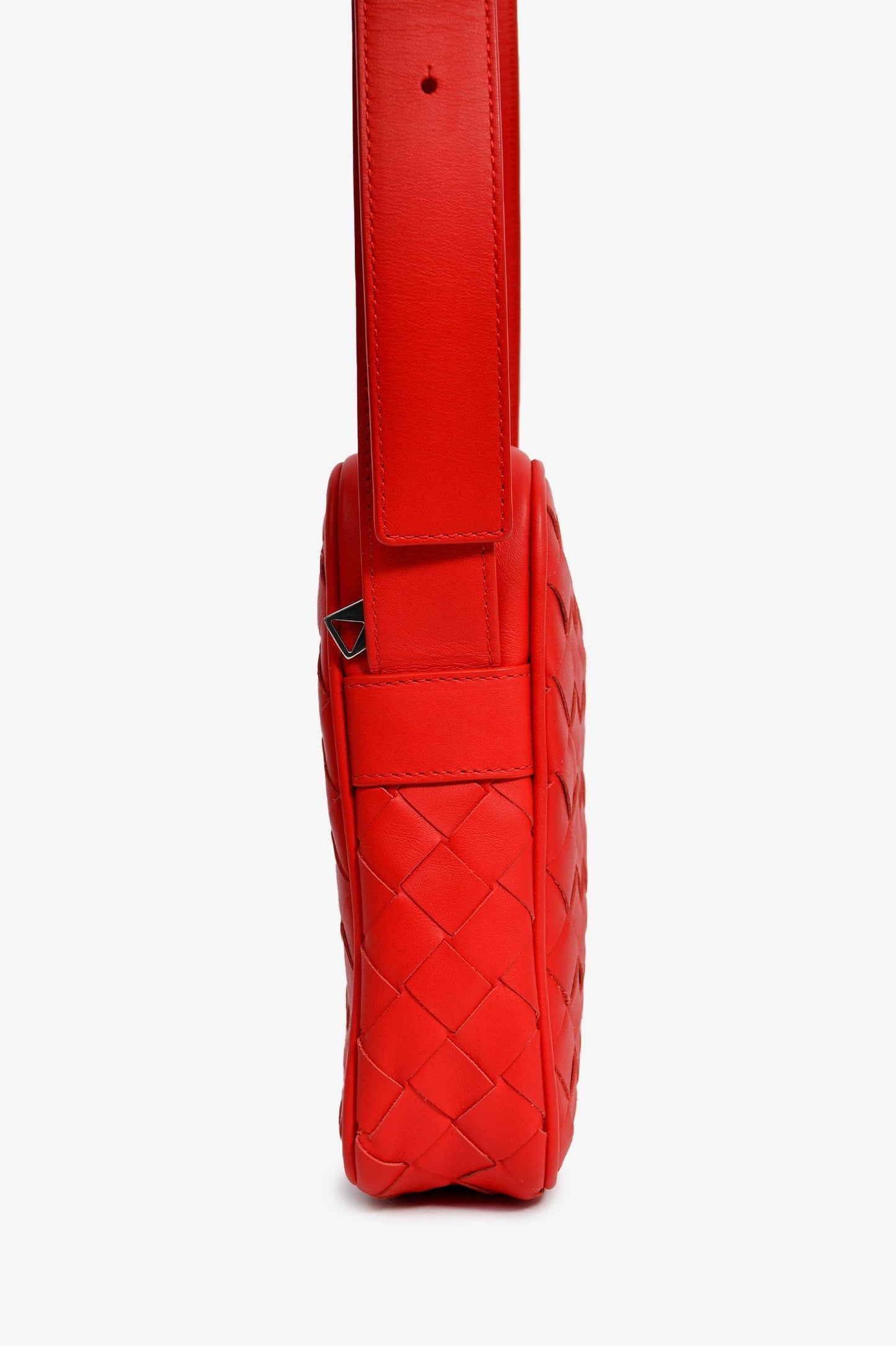 Bottega Veneta Red Leather Intrecciato Leather Phone Pouch