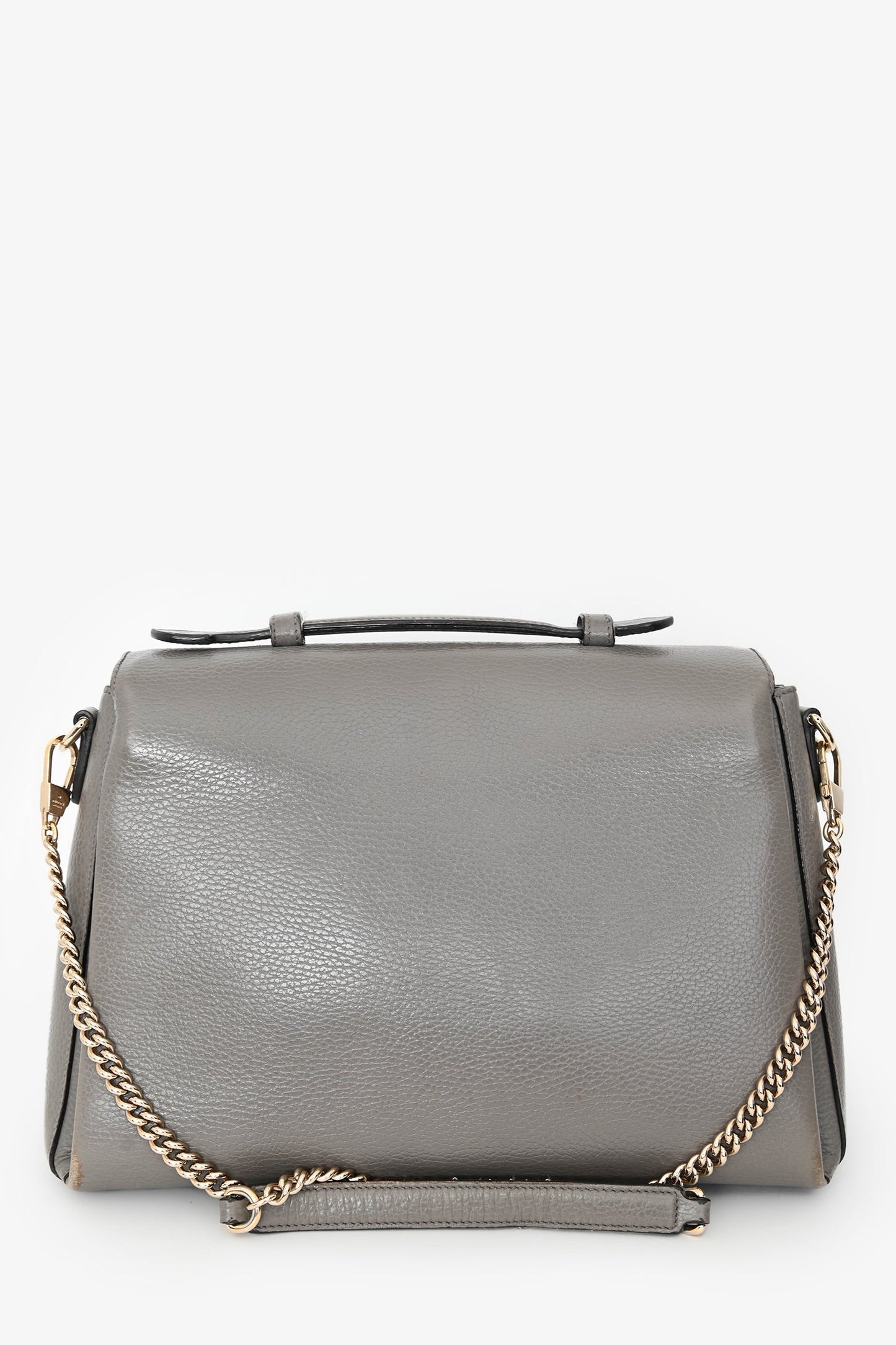 Gucci Grey Calfskin Interlocking G Dollar Large Top Handle Shoulder Bag (As Is)