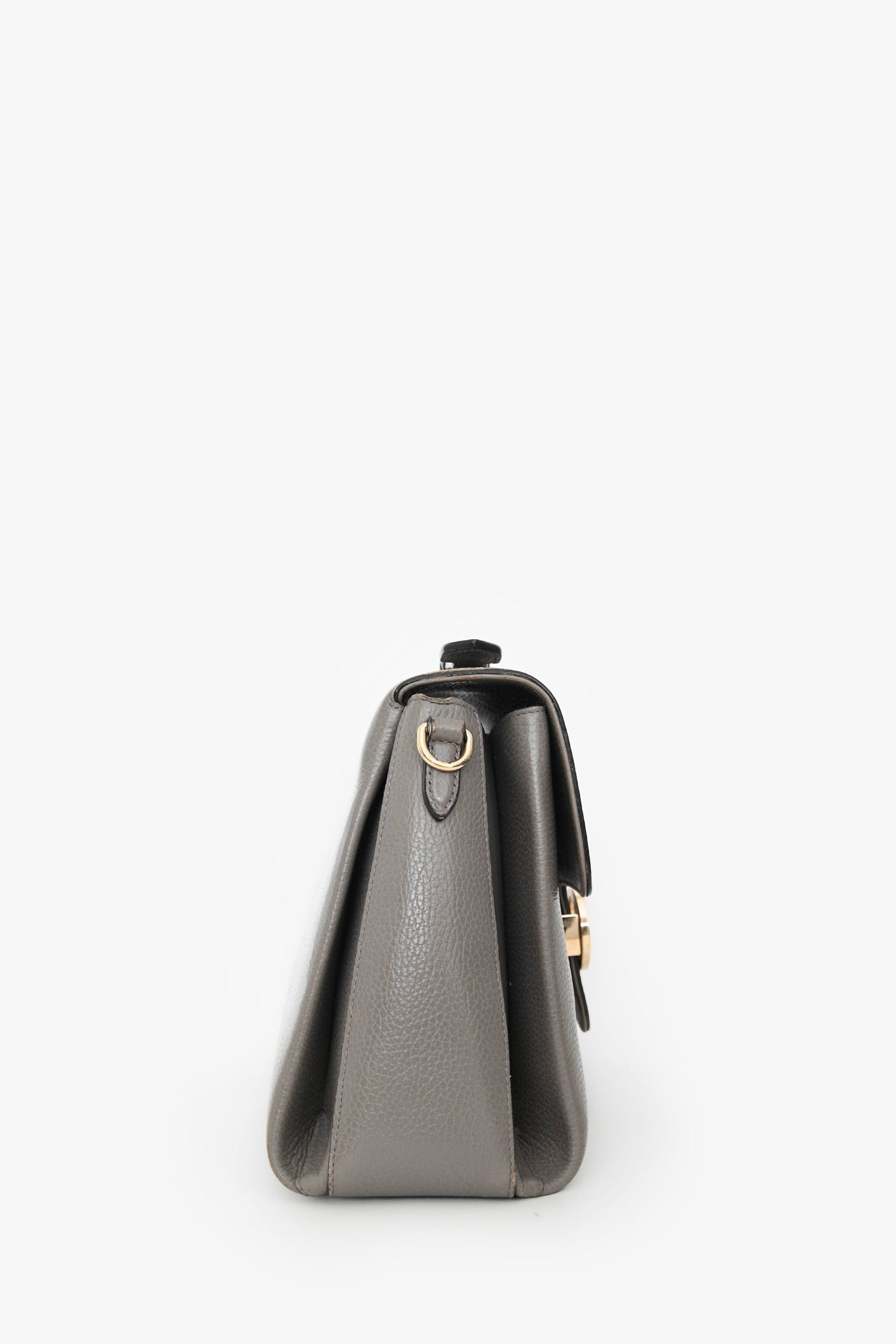Gucci Grey Calfskin Interlocking G Dollar Large Top Handle Shoulder Bag (As Is)