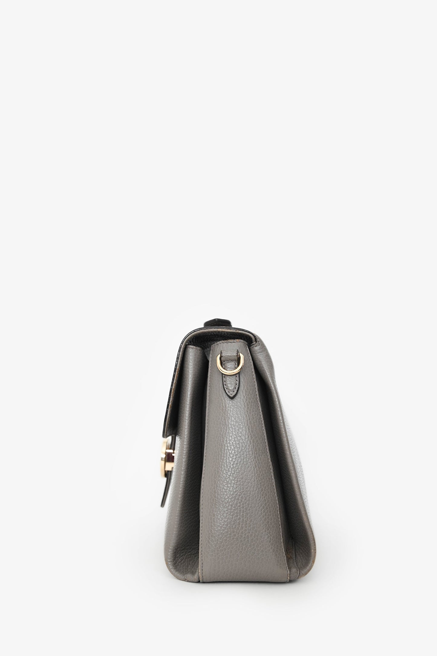 Gucci Grey Calfskin Interlocking G Dollar Large Top Handle Shoulder Bag (As Is)
