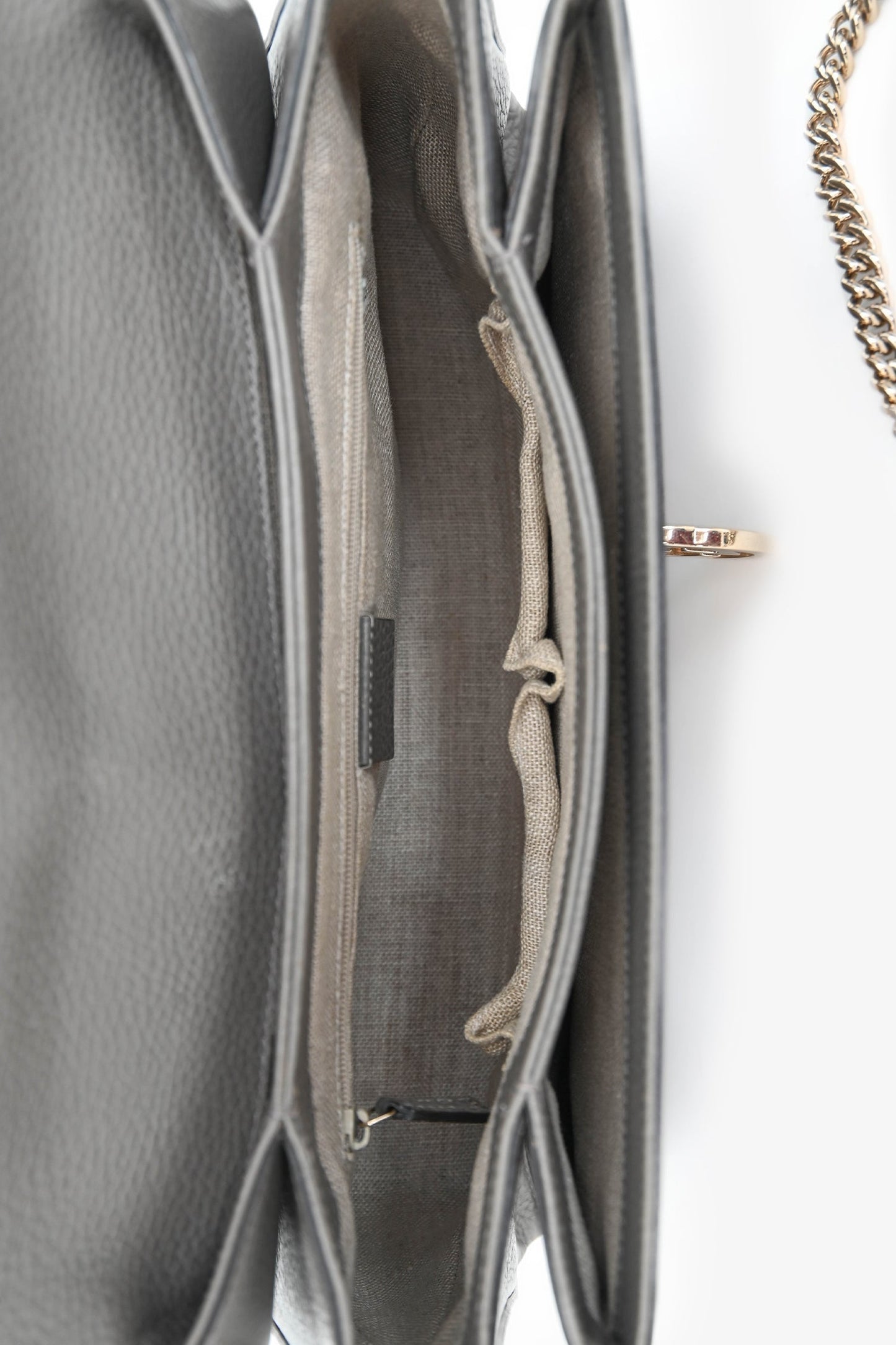 Gucci Grey Calfskin Interlocking G Dollar Large Top Handle Shoulder Bag (As Is)