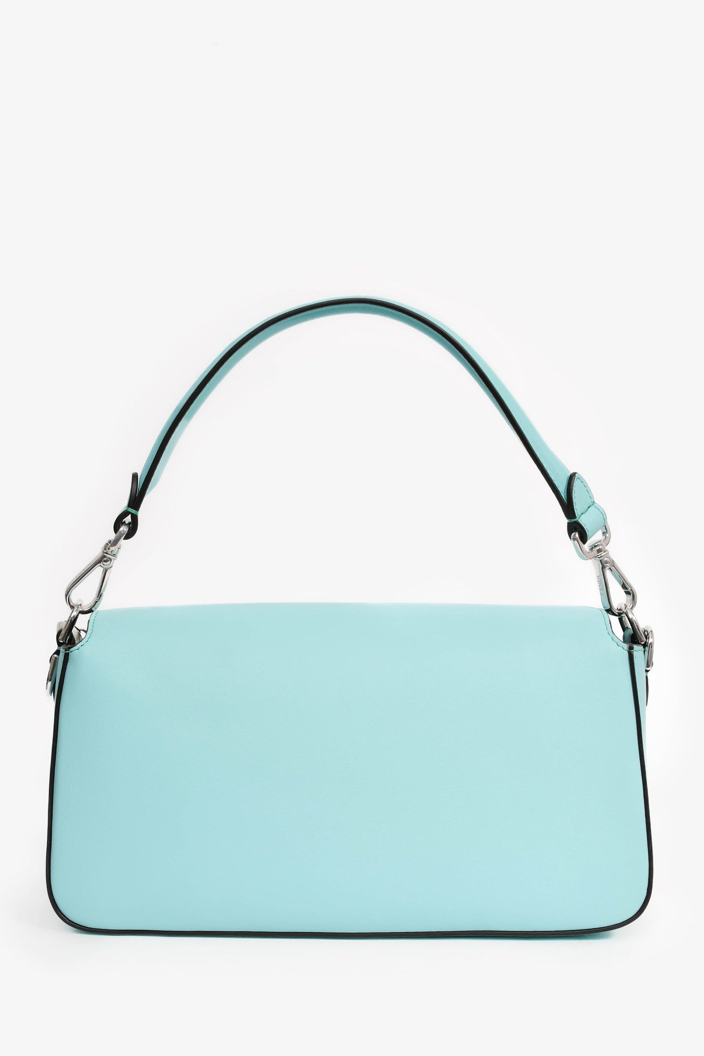 Fendi x Tiffany & Co. Limited Edition 2022 'Tiffany Blue' Leather Baguette Shoulder Bag with Strap