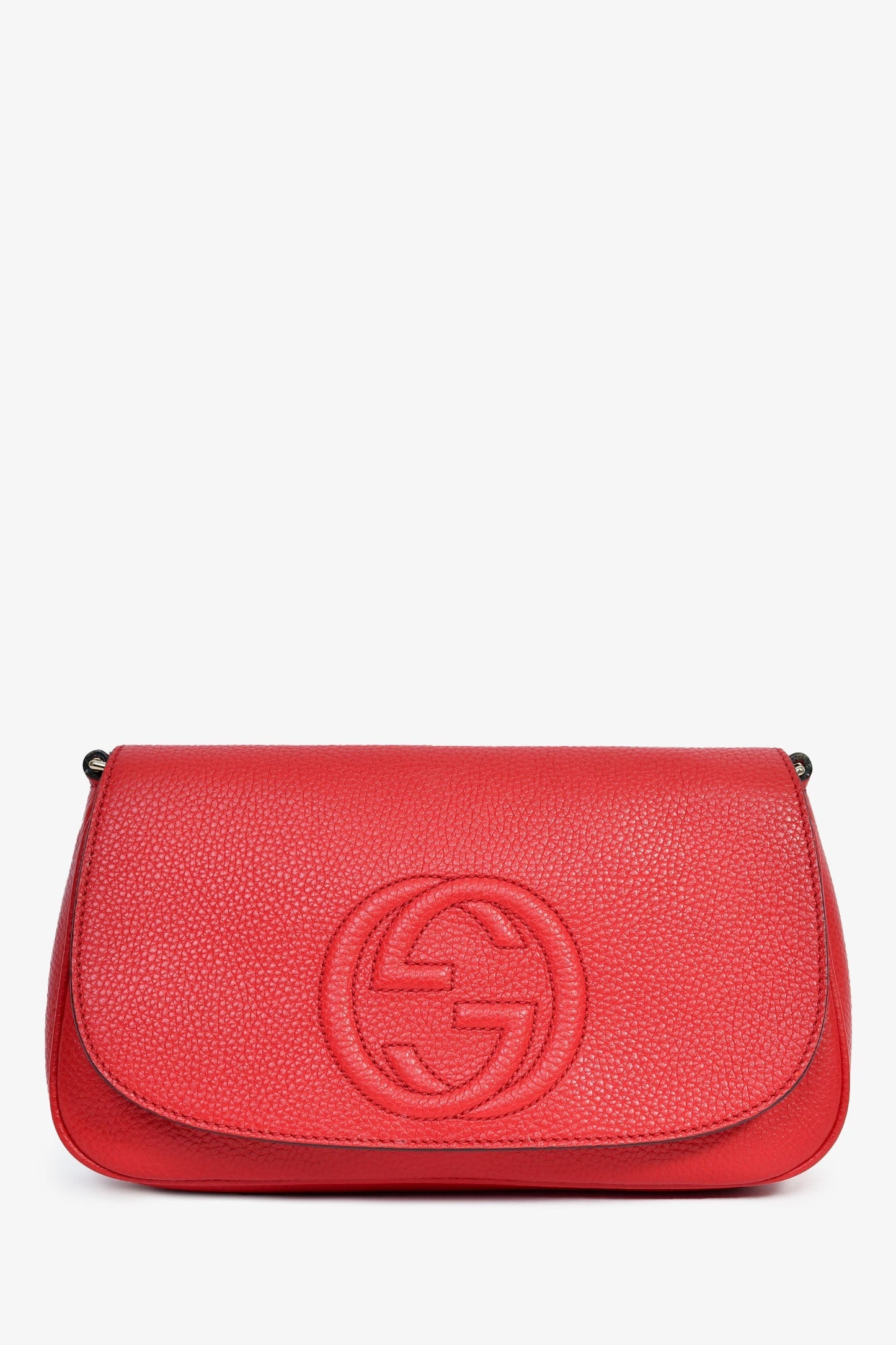 Gucci Red Grained Leather Soho Chained Shoulder Bag