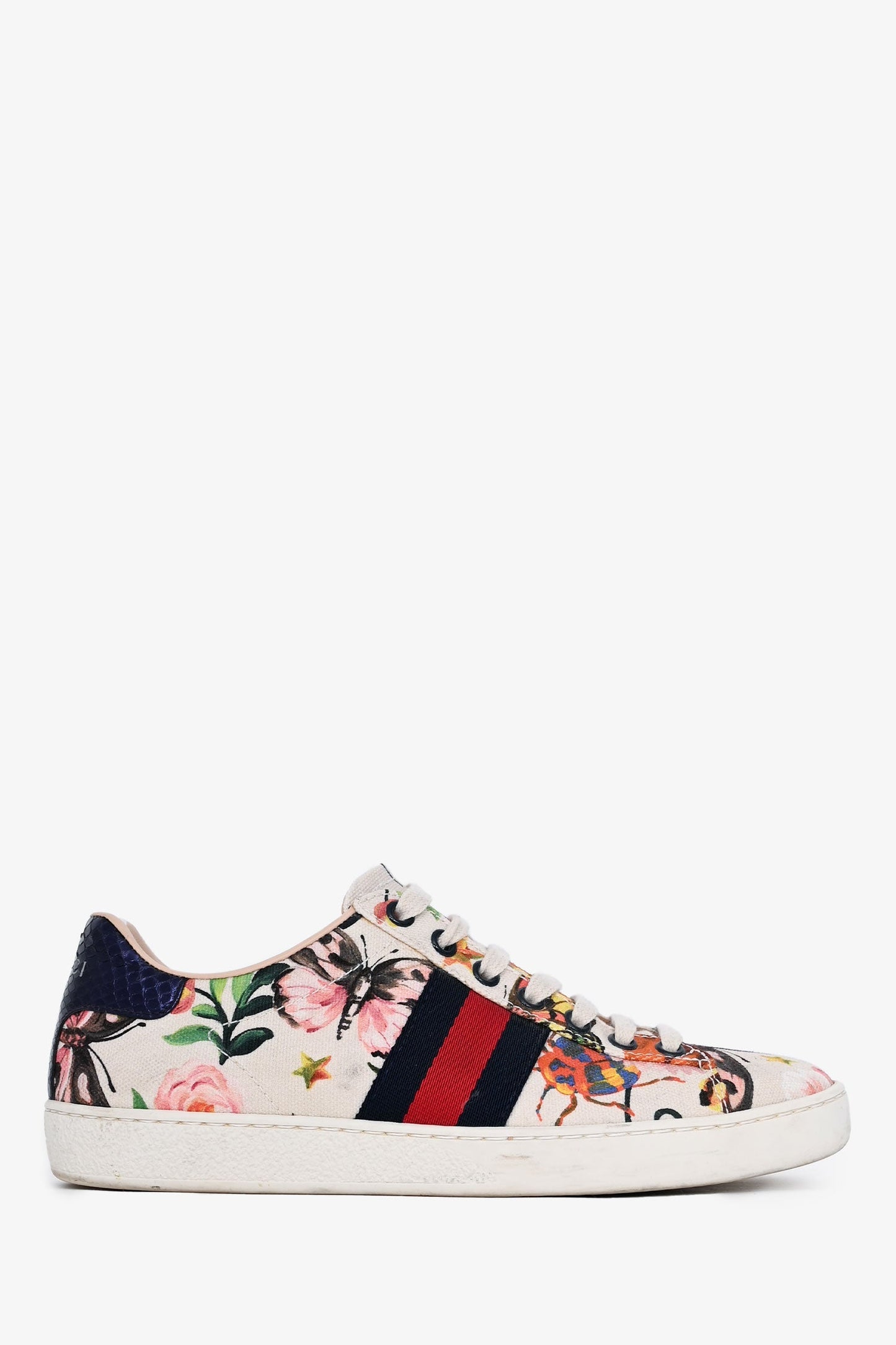 Gucci Cream Canvas Garden Exclusive Ace Sneakers Size 36