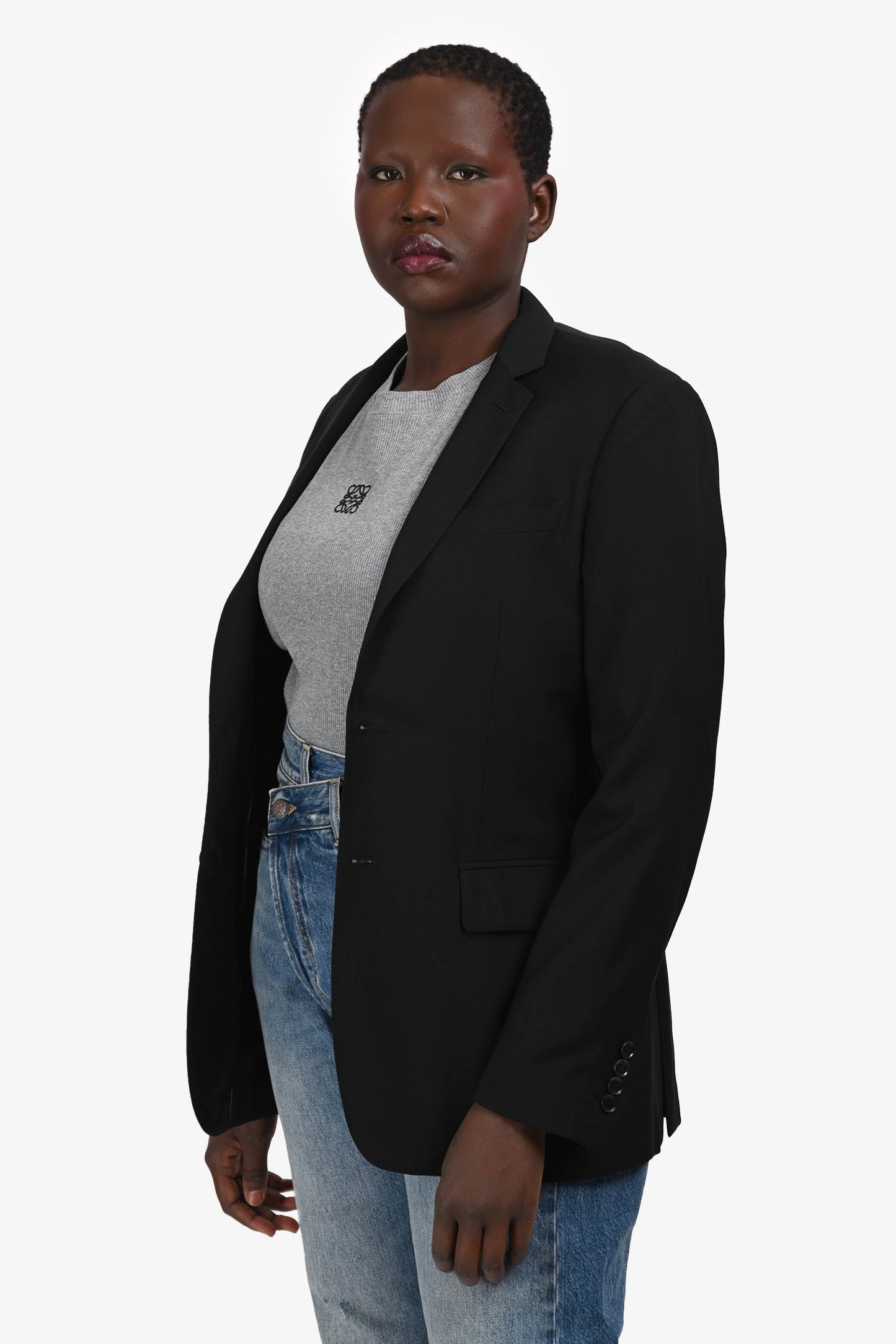 Burberry Black Wool Single Breasted Blazer Size 46S
