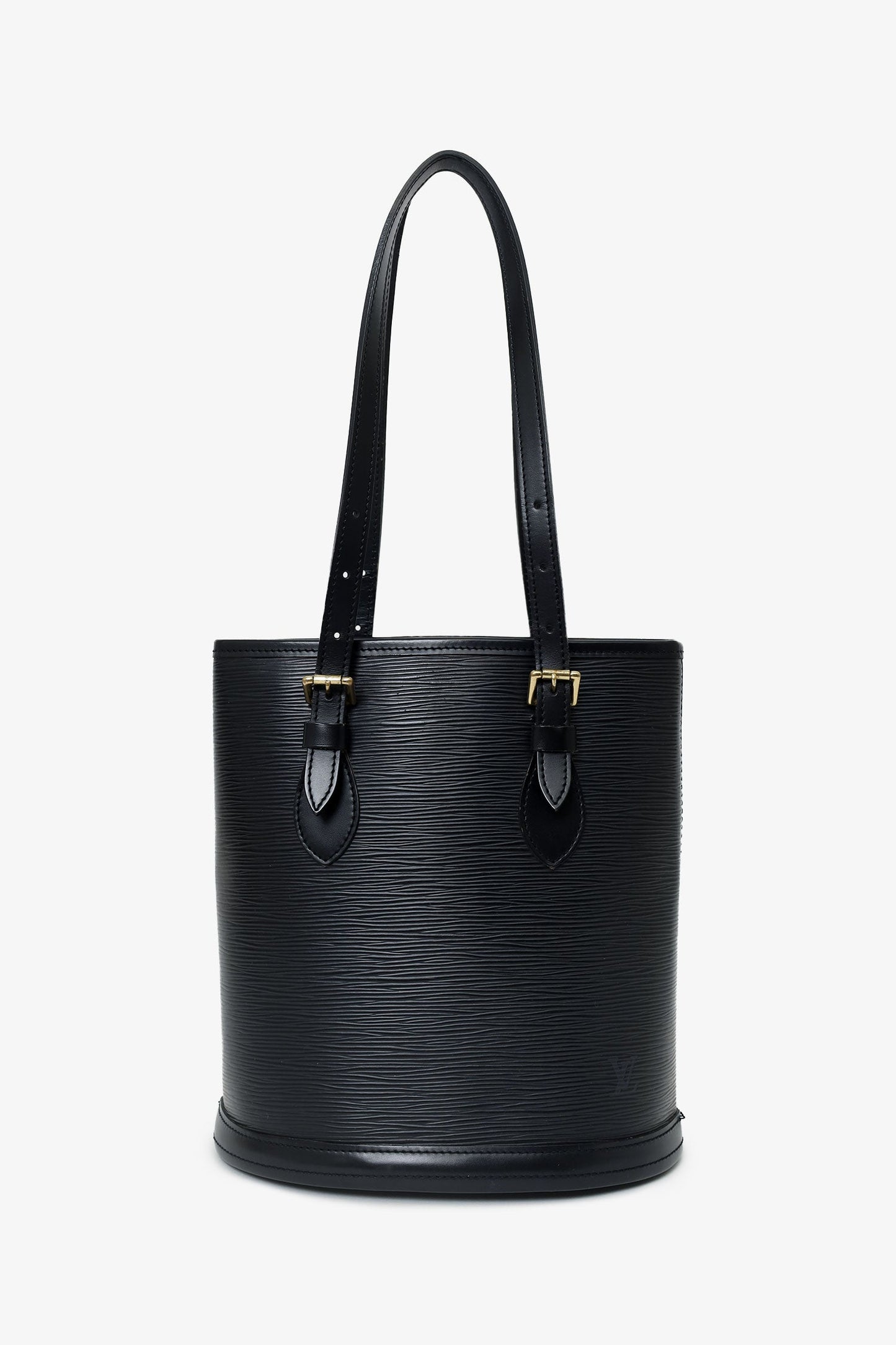 Louis Vuitton Black Epi Leather Petit Bucket Bag With Accessories Pochette