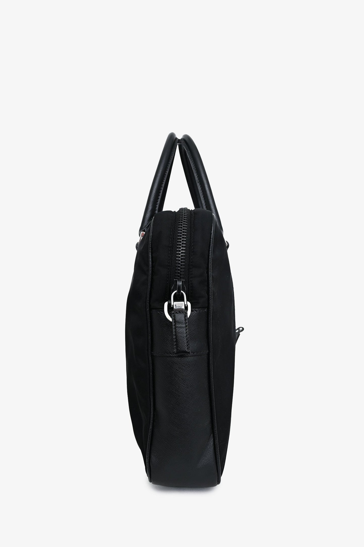 Prada Black Nylon Saffiano Leather Trim Briefcase