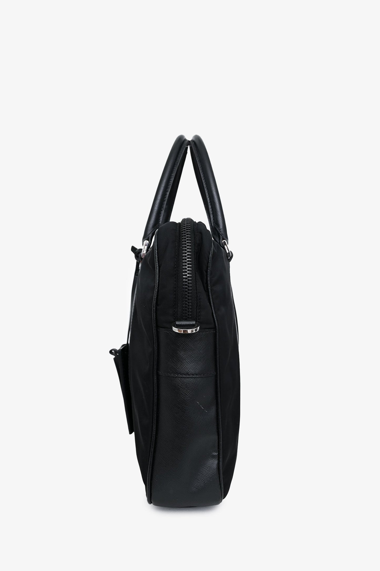 Prada Black Nylon Saffiano Leather Trim Briefcase