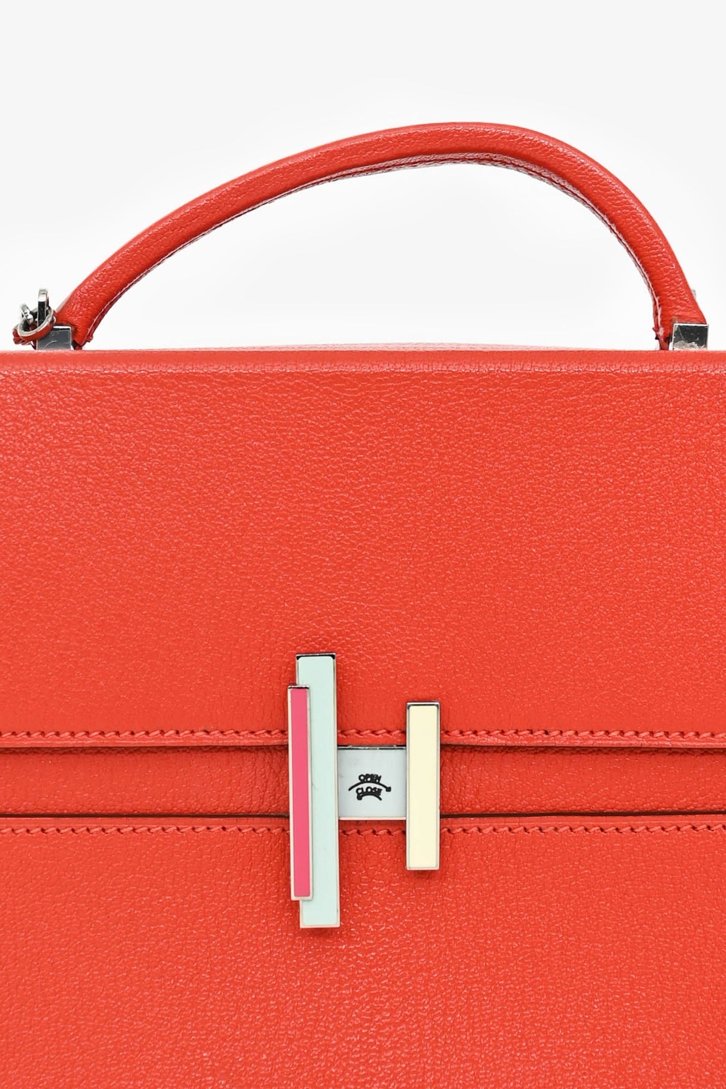 Hermès 2018 Red Mysore Leather Cinhetic Box Top Handle