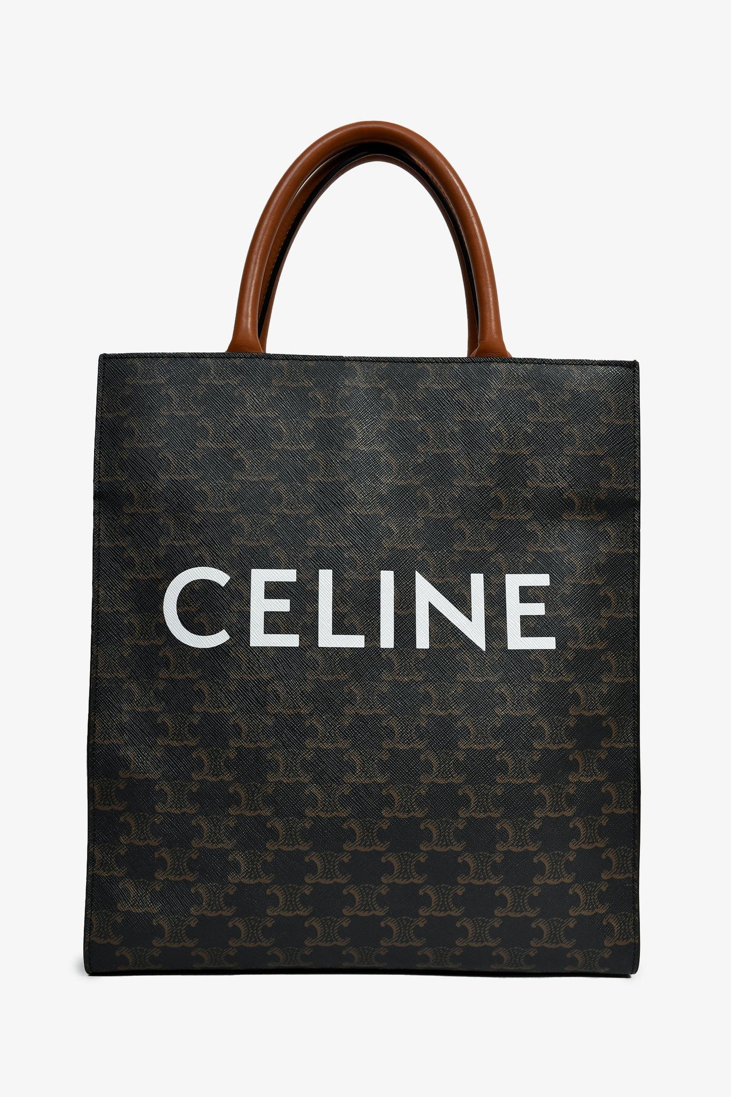 Celine Brown Triomphe Canvas Small Vertical Tote