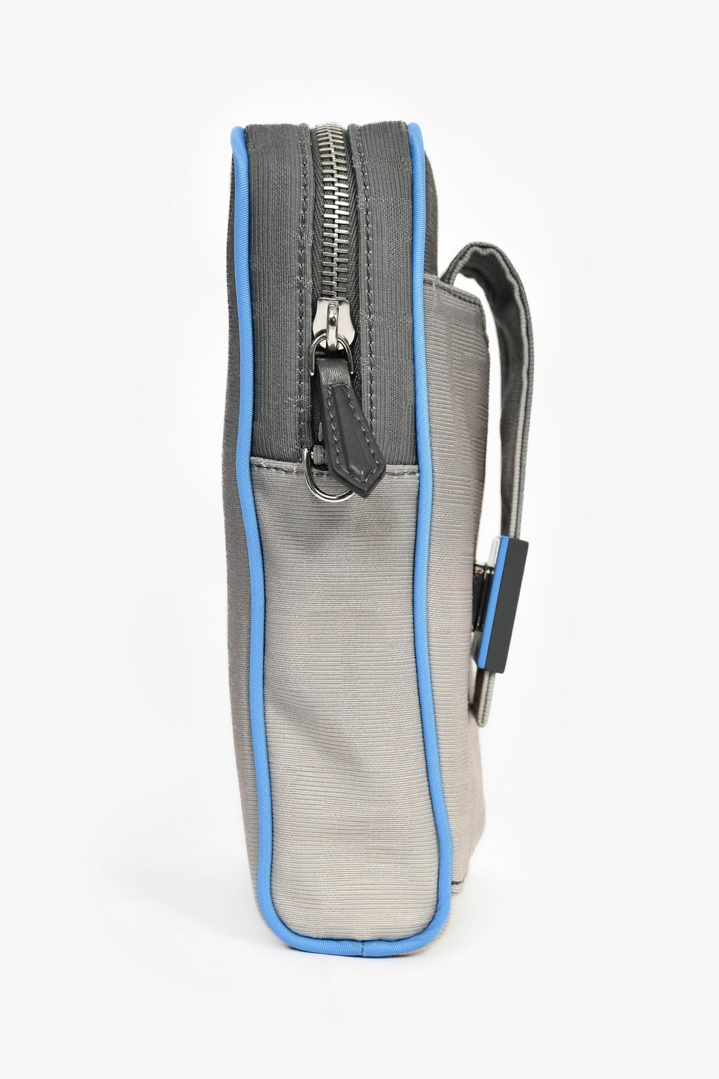 Fendi Grey Ombre Canvas Blue Trim Vertical Crossbody