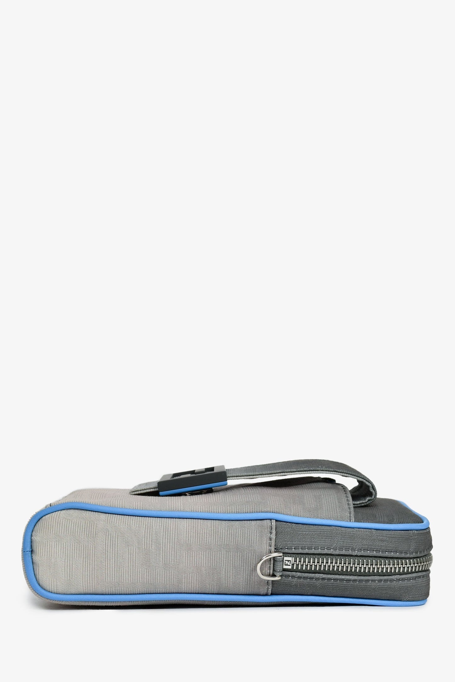 Fendi Grey Ombre Canvas Blue Trim Vertical Crossbody