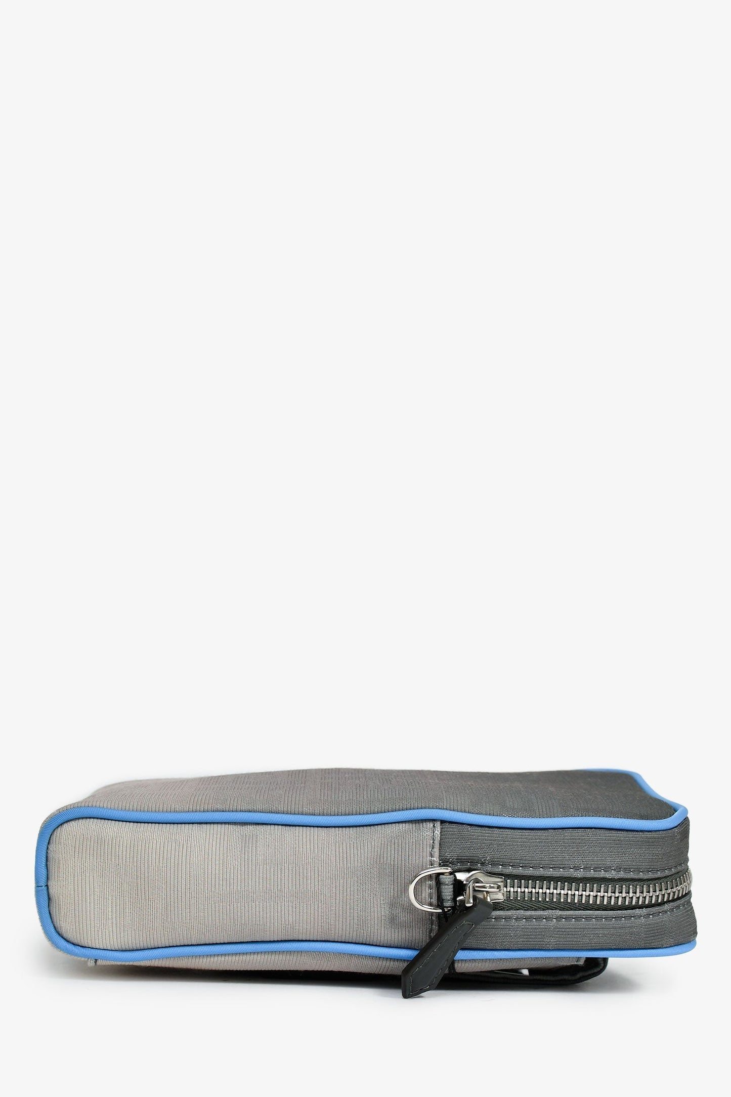 Fendi Grey Ombre Canvas Blue Trim Vertical Crossbody
