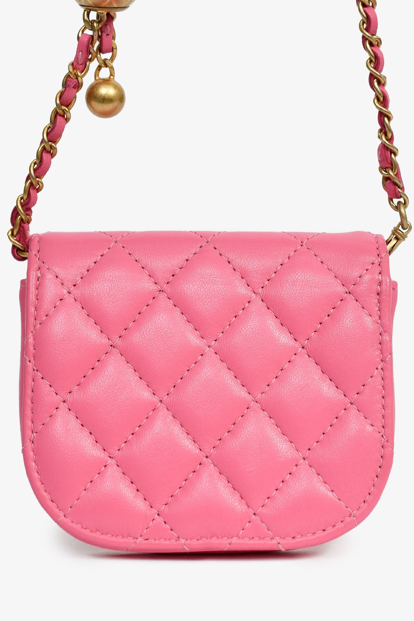 Chanel™ 2019 Pink Lambskin Mini Pearl Crush Waist Bag