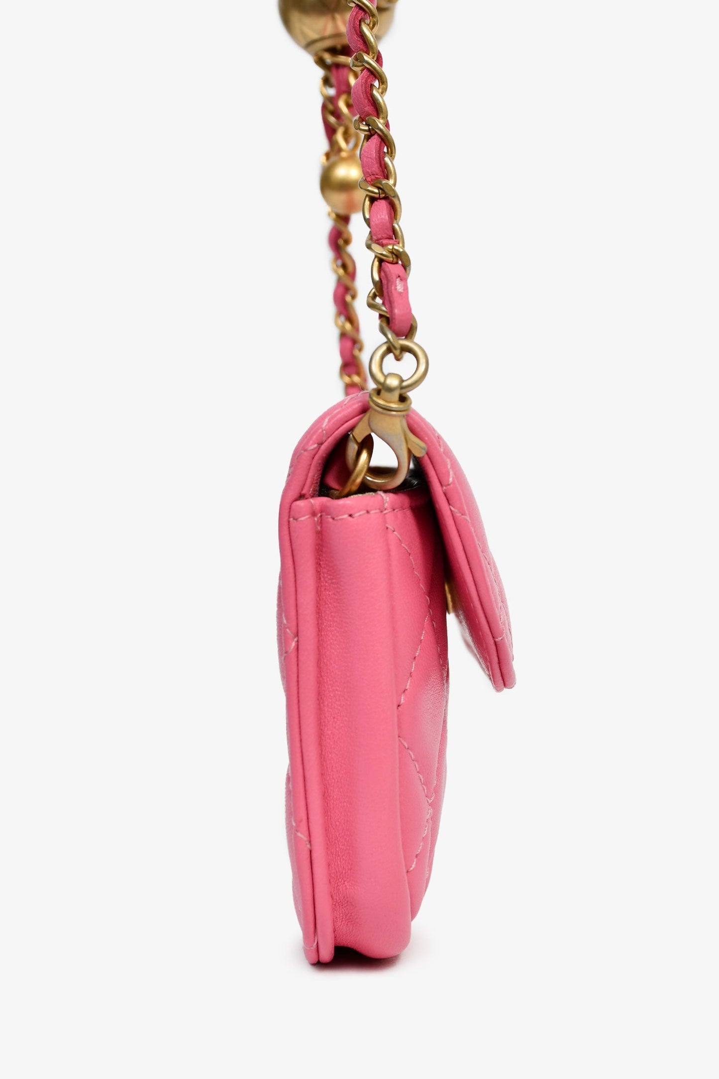 Chanel™ 2019 Pink Lambskin Mini Pearl Crush Waist Bag
