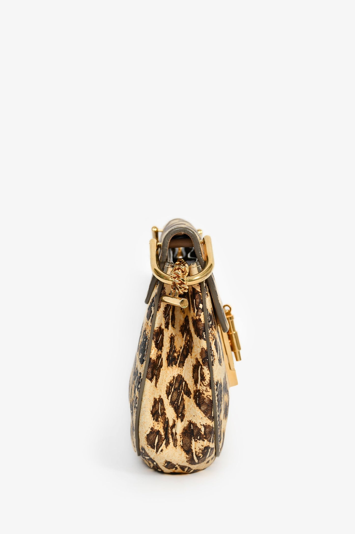 Chloe Yellow/Brown Leopard Print Leather Mini 'Drew' Crossbody Bag