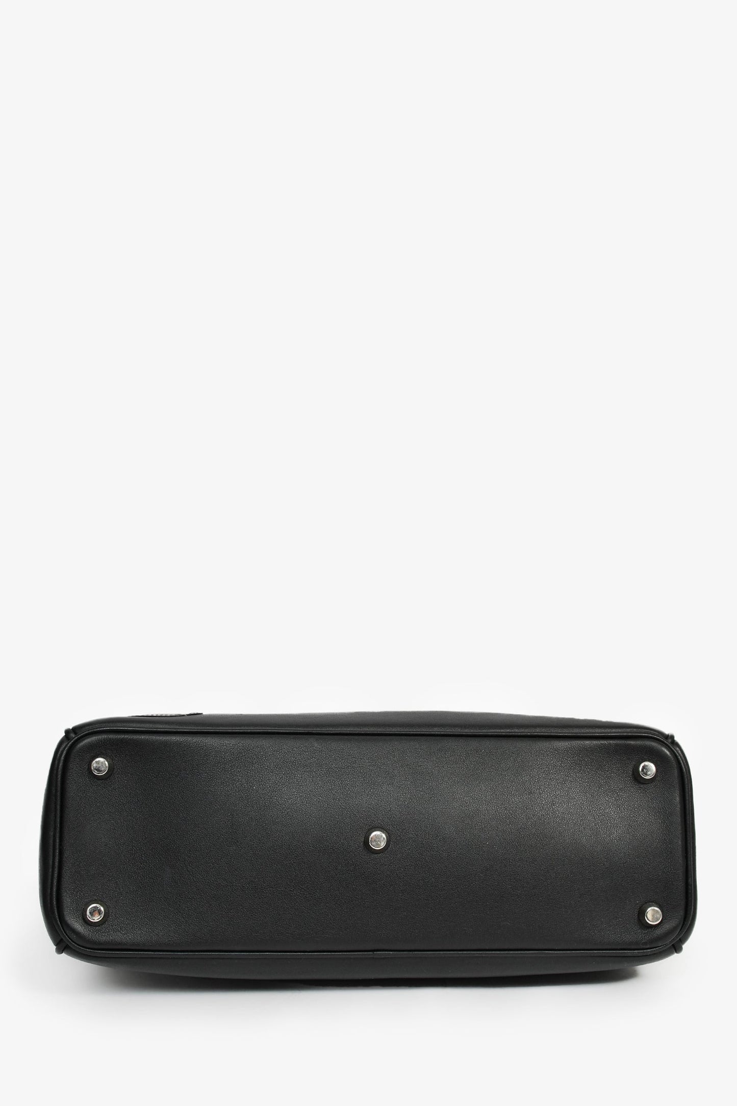 Christian Dior 2015 Black Leather 'Paradise' Diorissimo Medium Top Handle Bag