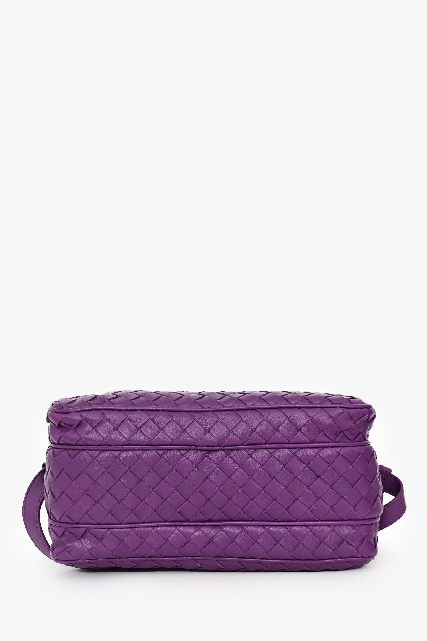 Bottega Veneta Purple Intrecciato Leather Camera Crossbody Bag