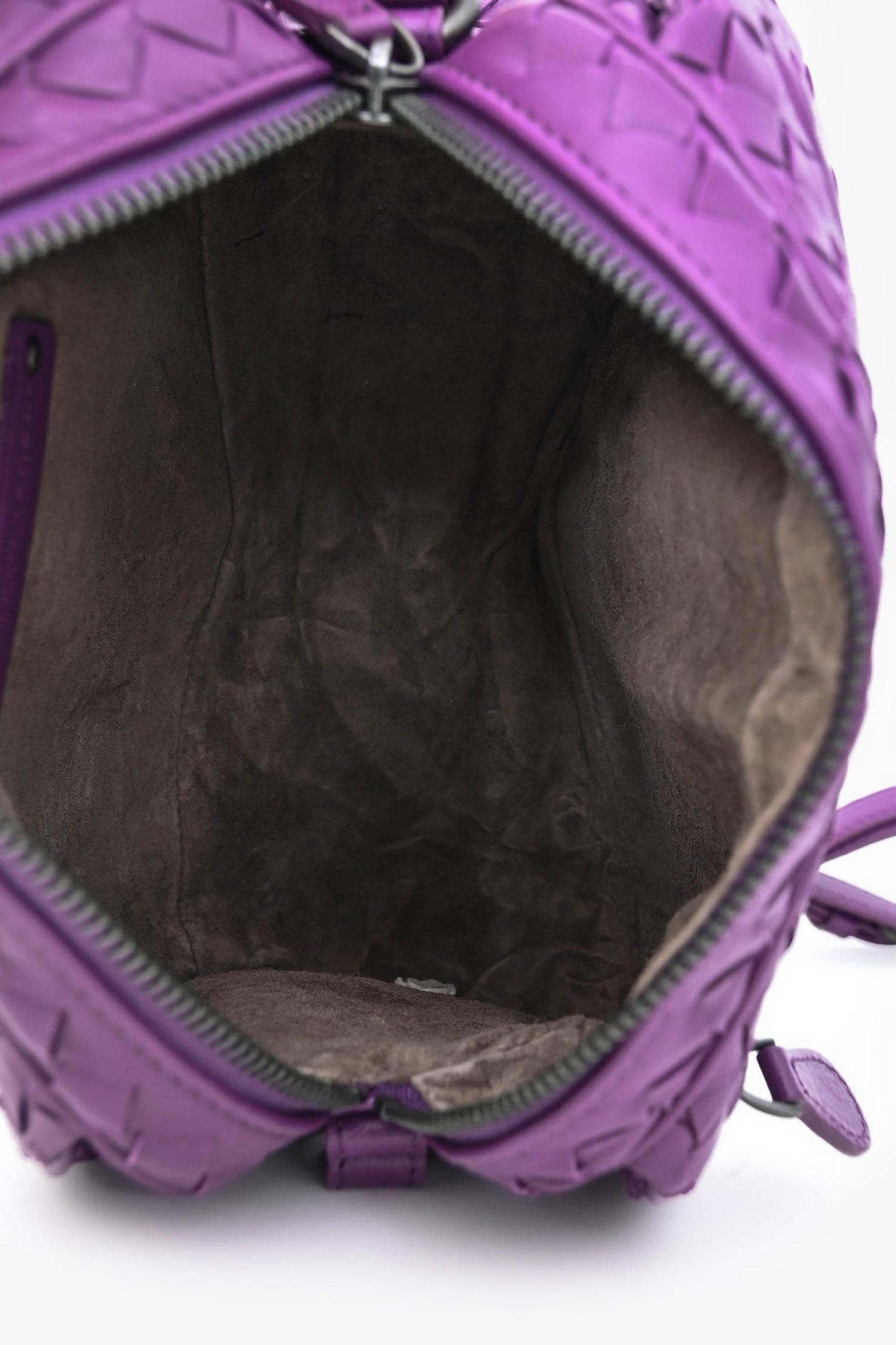 Bottega Veneta Purple Intrecciato Leather Camera Crossbody Bag