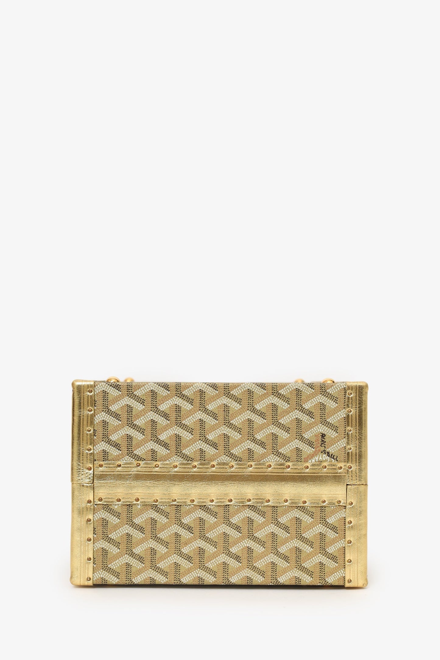 Goyard Gold Canvas Goyardine Travel Pet Bowl 'Ecuelle de Voyage' Trunk