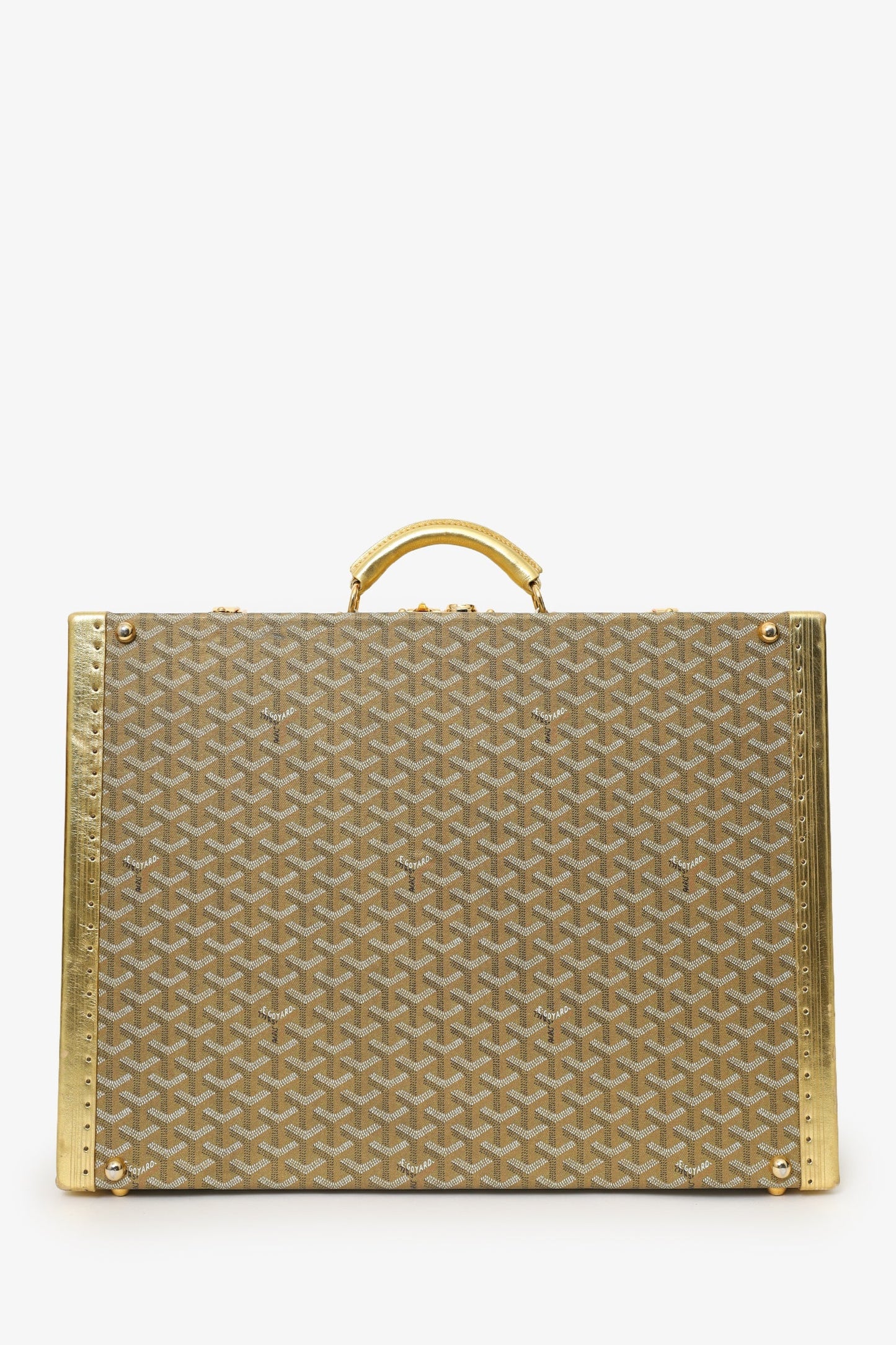Goyard Gold Gold Goyardine Coated Canvas 'Grand Hotel 50' Trunk