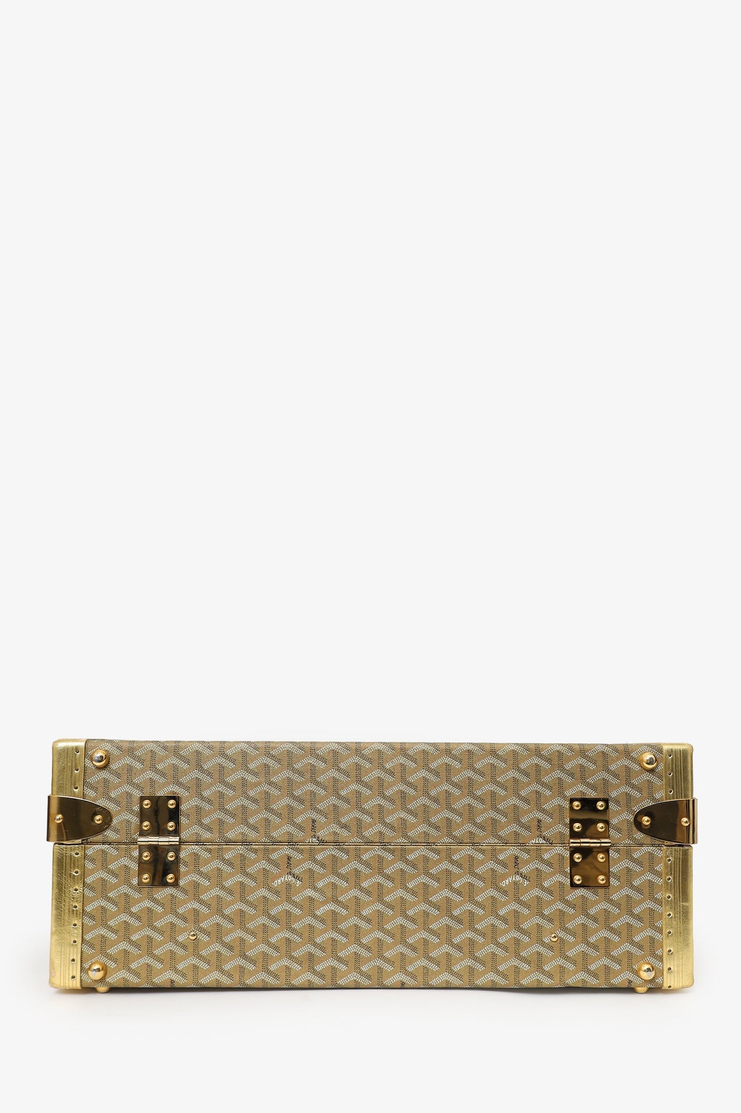 Goyard Gold Gold Goyardine Coated Canvas 'Grand Hotel 50' Trunk
