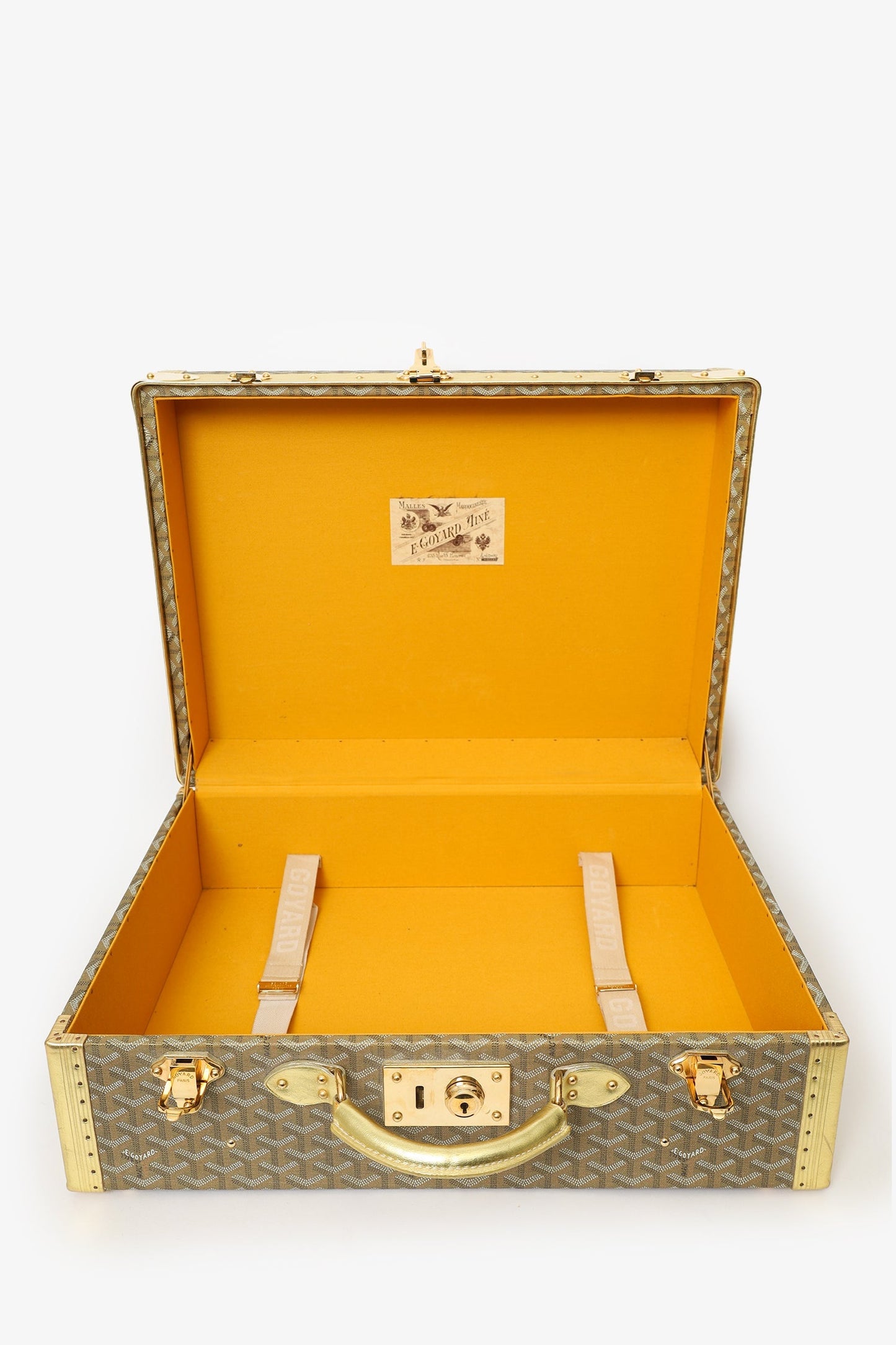 Goyard Gold Gold Goyardine Coated Canvas 'Grand Hotel 50' Trunk