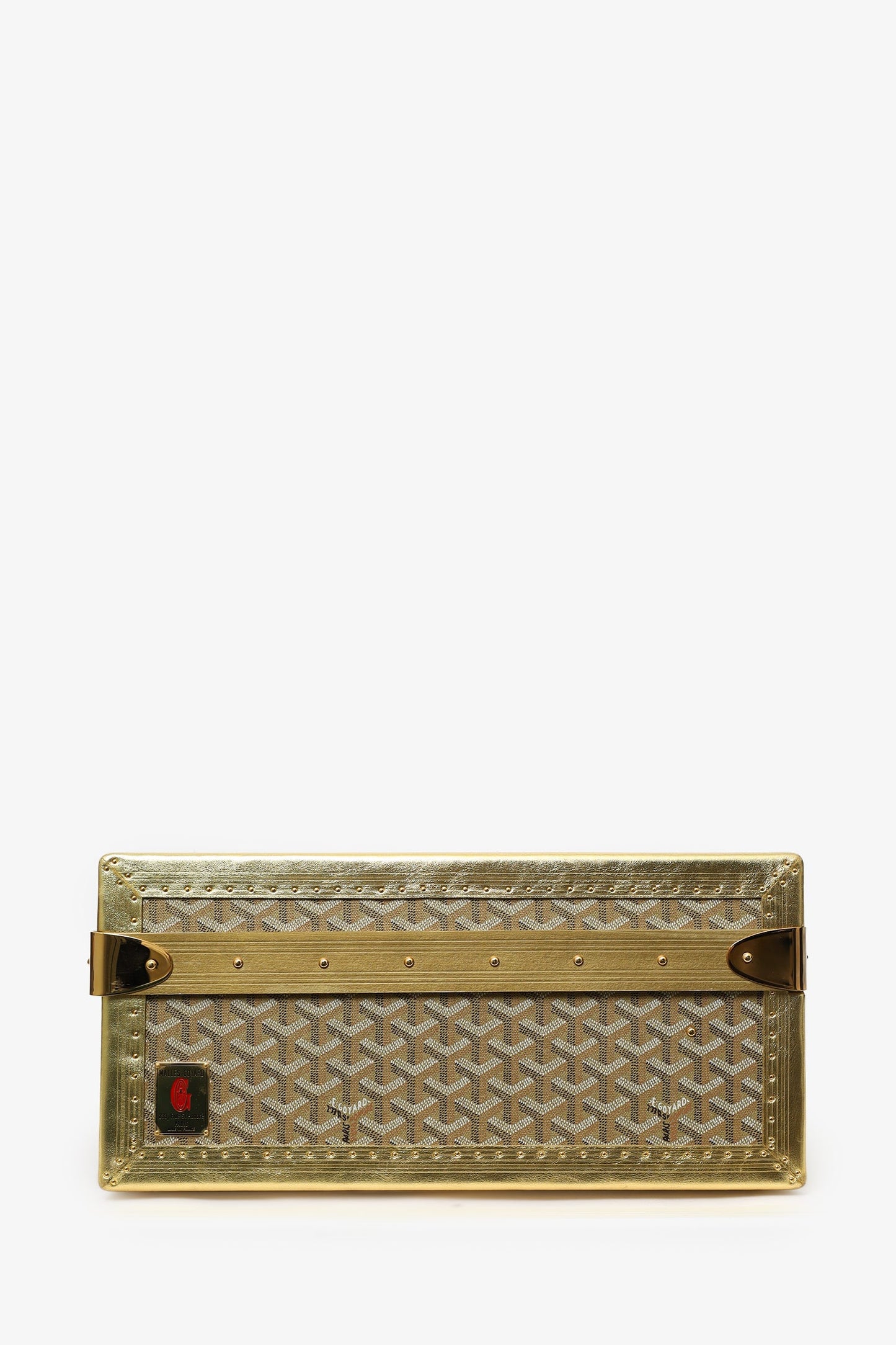 Goyard Gold Gold Goyardine Coated Canvas 'Grand Hotel 60' Trunk