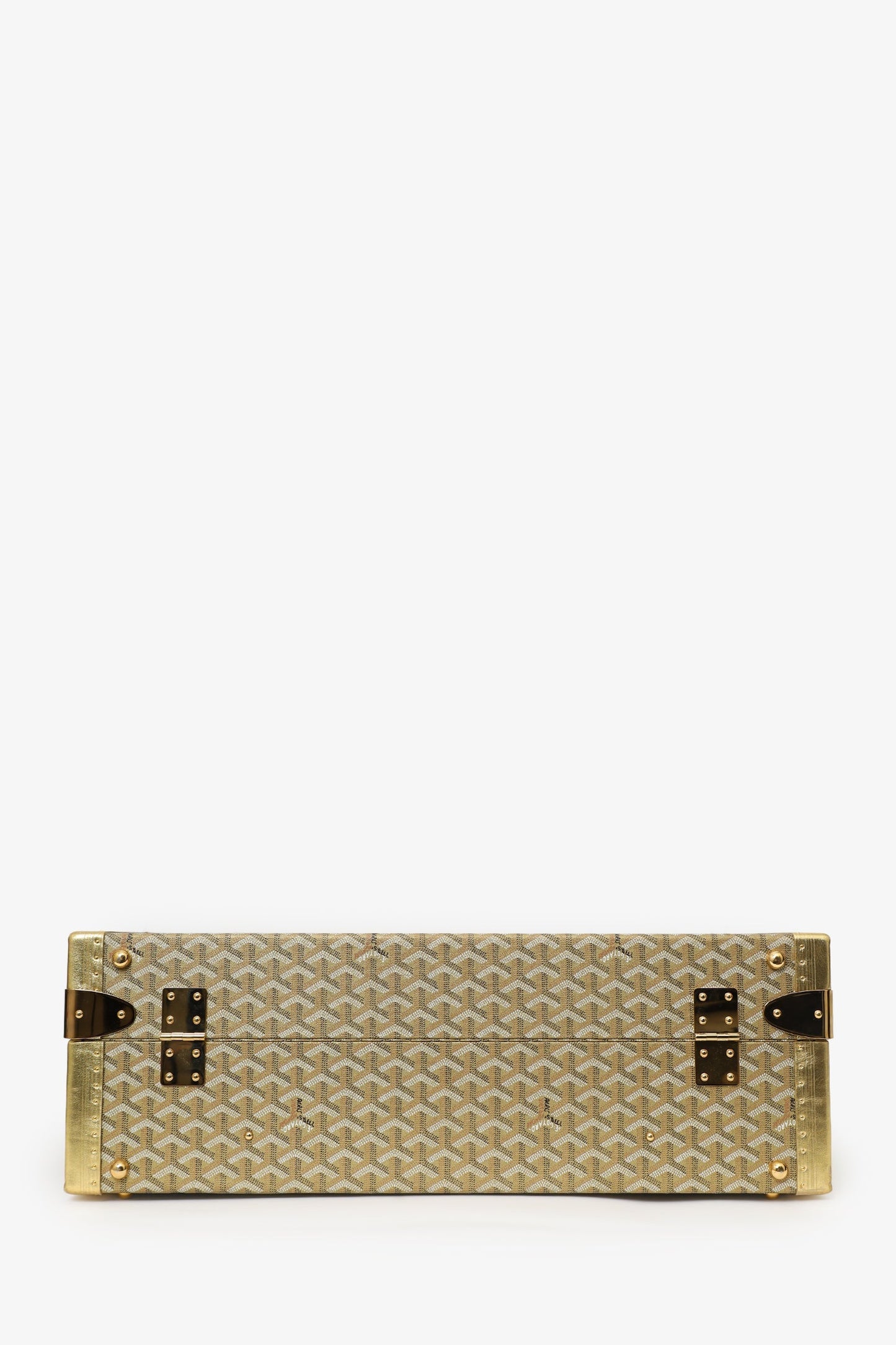 Goyard Gold Gold Goyardine Coated Canvas 'Grand Hotel 60' Trunk