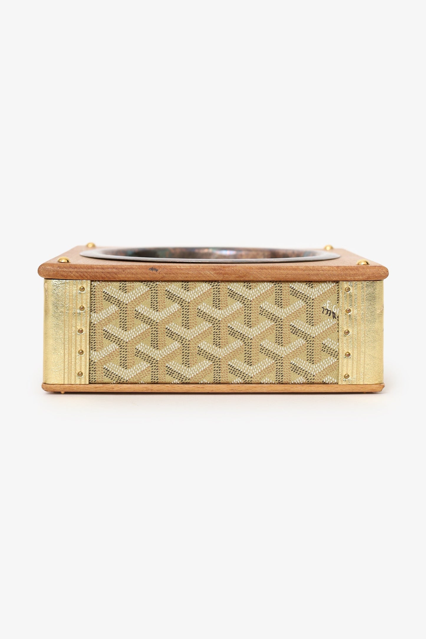 Goyard Gold Canvas Goyardine Travel Pet Bowl 'Ecuelle Edmond' Trunk
