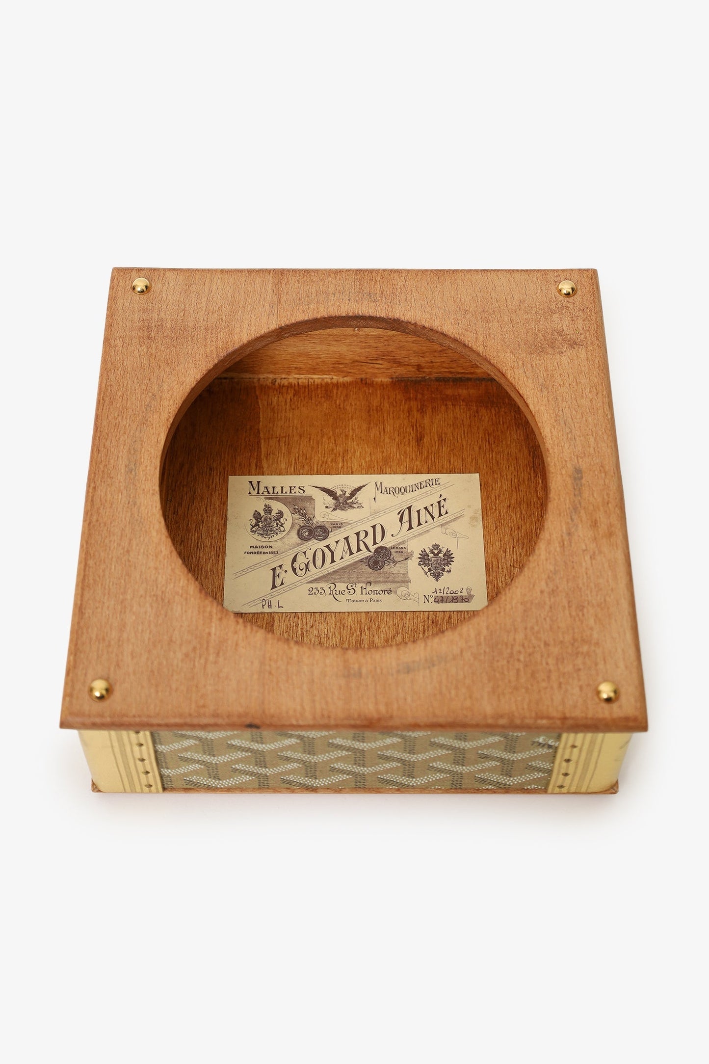 Goyard Gold Canvas Goyardine Travel Pet Bowl 'Ecuelle Edmond' Trunk