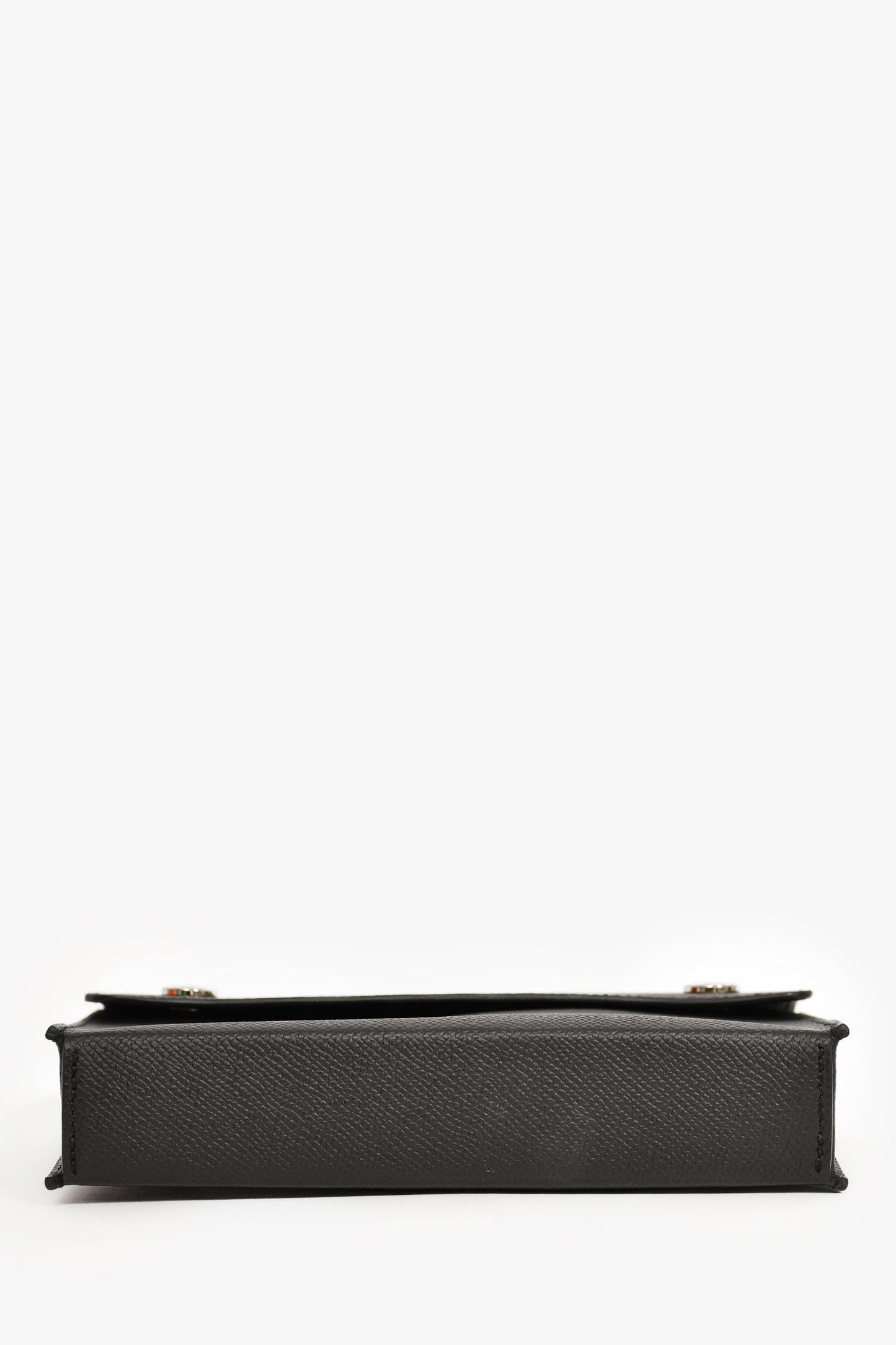 Hermes 2023 Black Epsom Leather 'Hermèsnap' Wallet